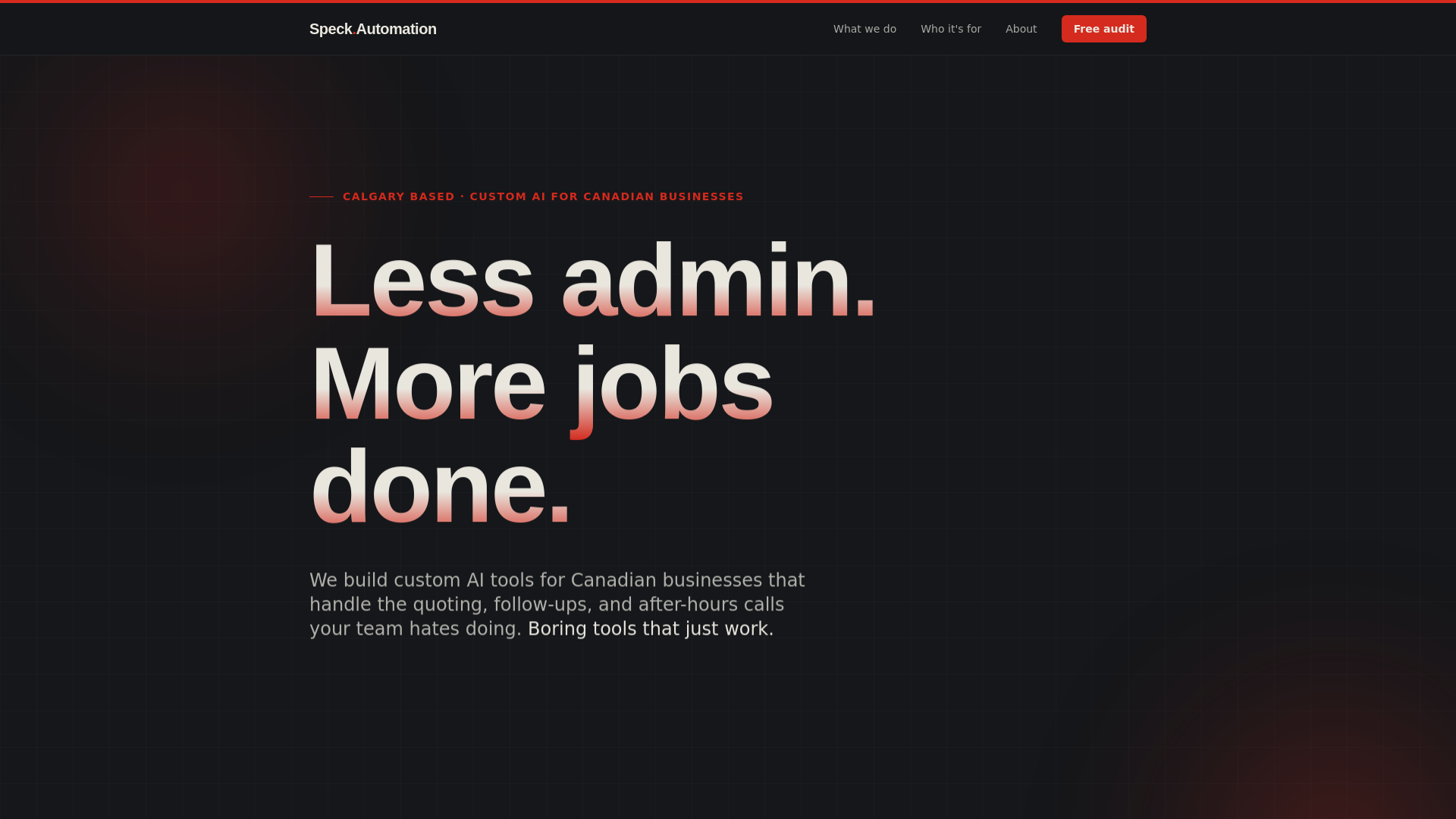 website screenshot of https://speckautomation.ca/