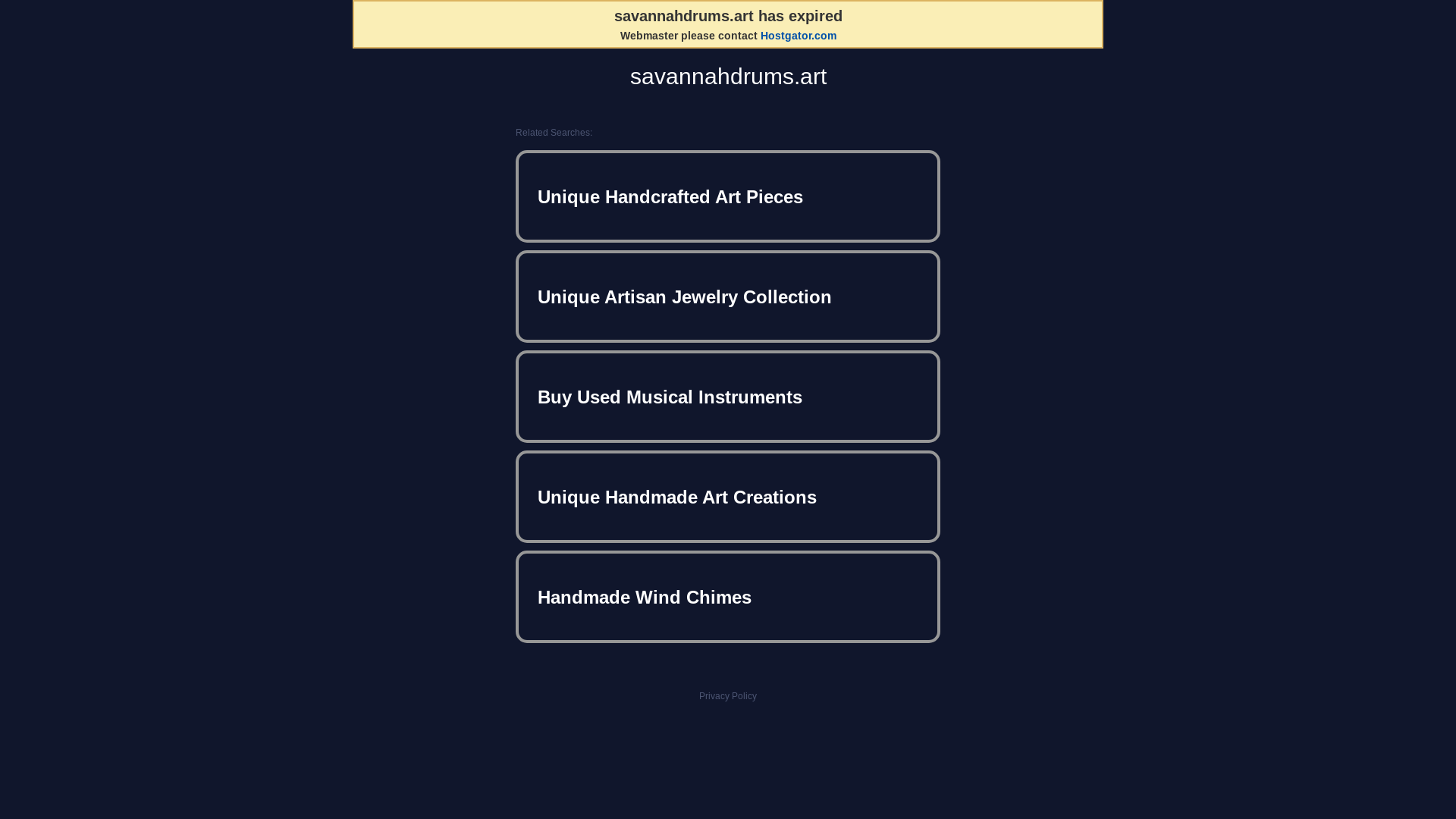 website screenshot of https://savannahdrums.art/
