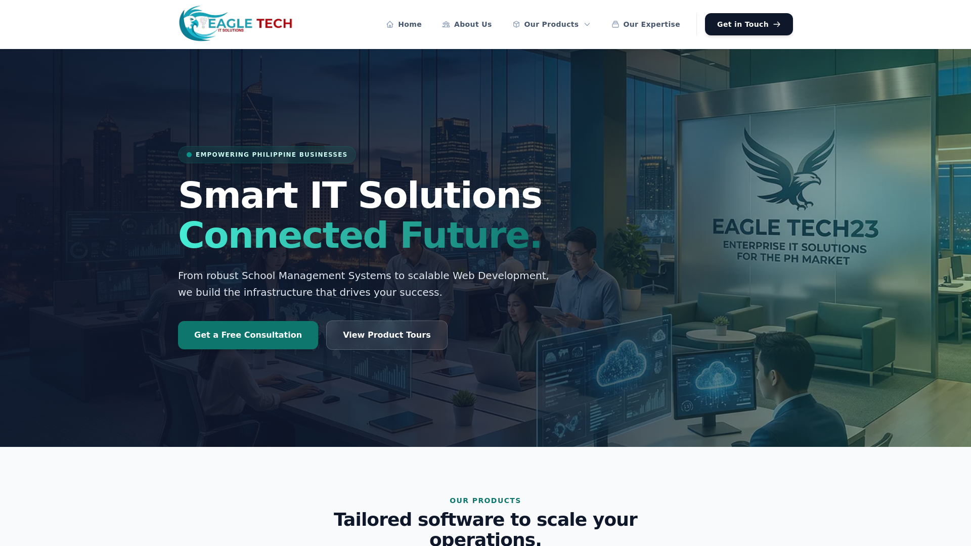 website screenshot of https://eagletech23.com