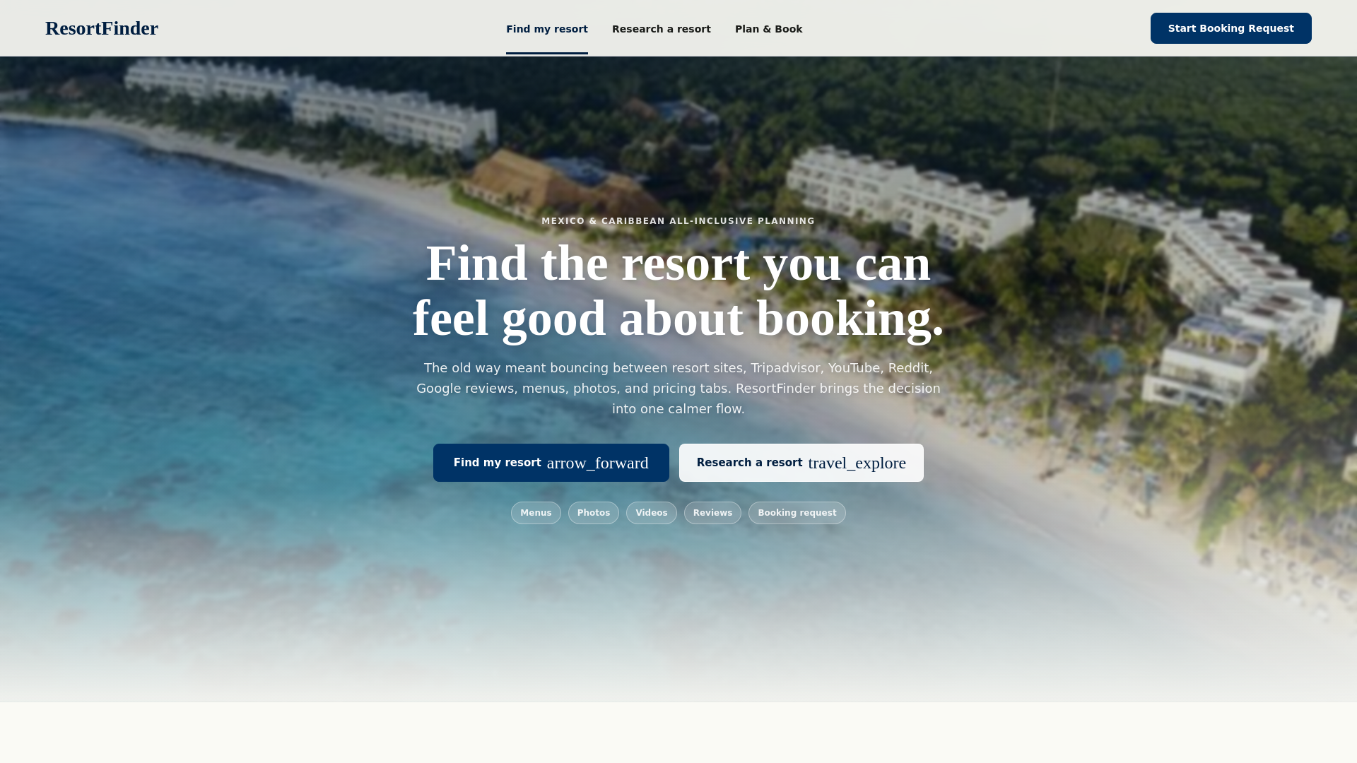 website screenshot of https://resortfinder.ca/