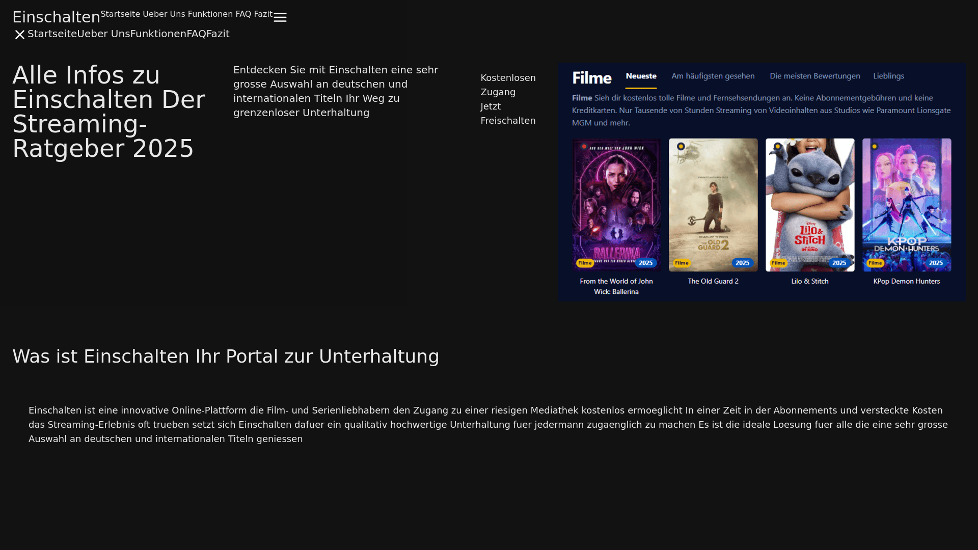 website screenshot of https://einschalten-5lls.pages.dev/