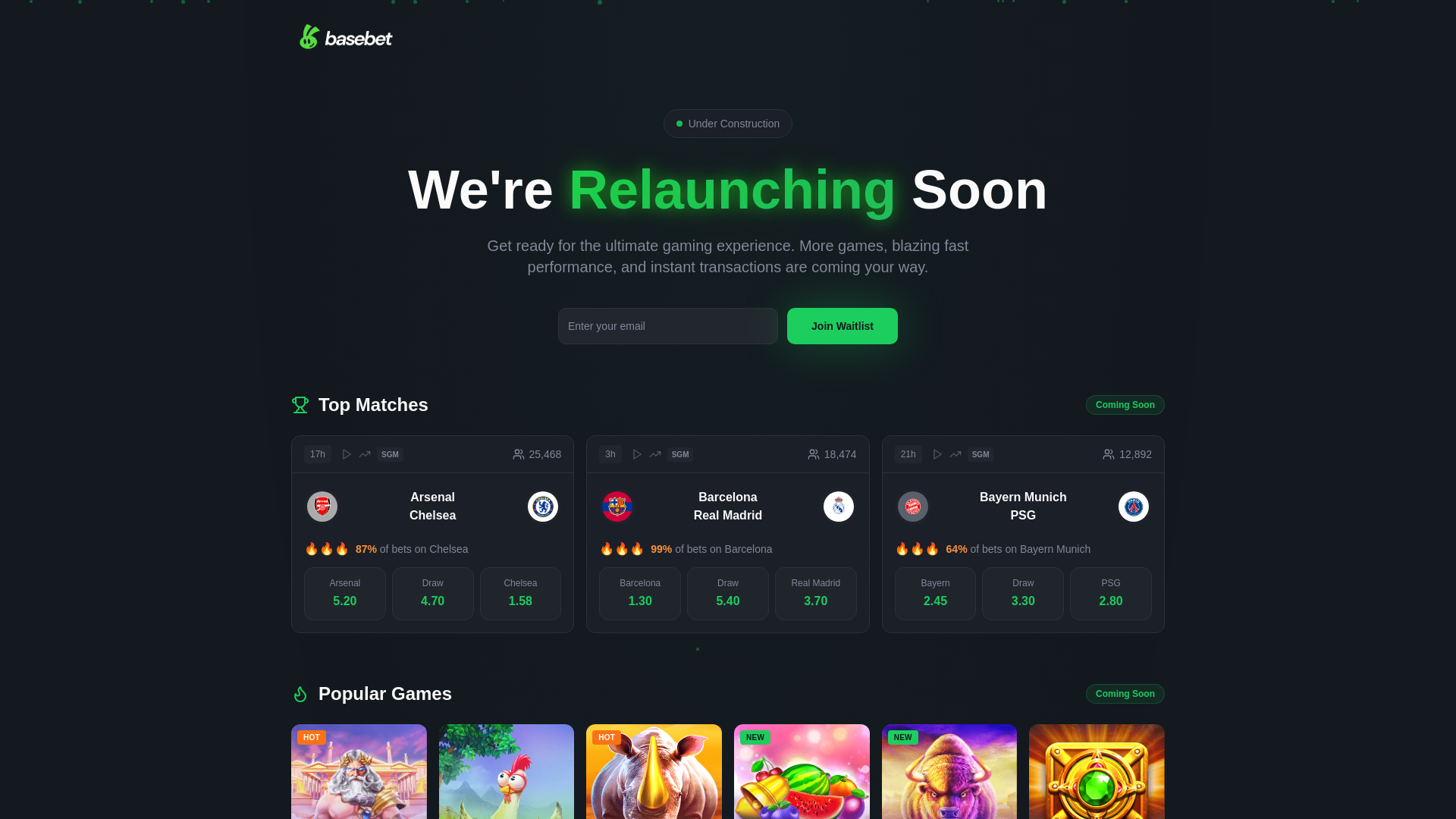 website screenshot of https://basebet.io/