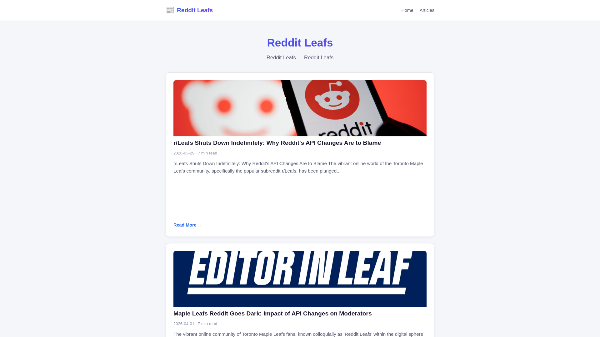 website screenshot of https://reddit-leafs.pages.dev/