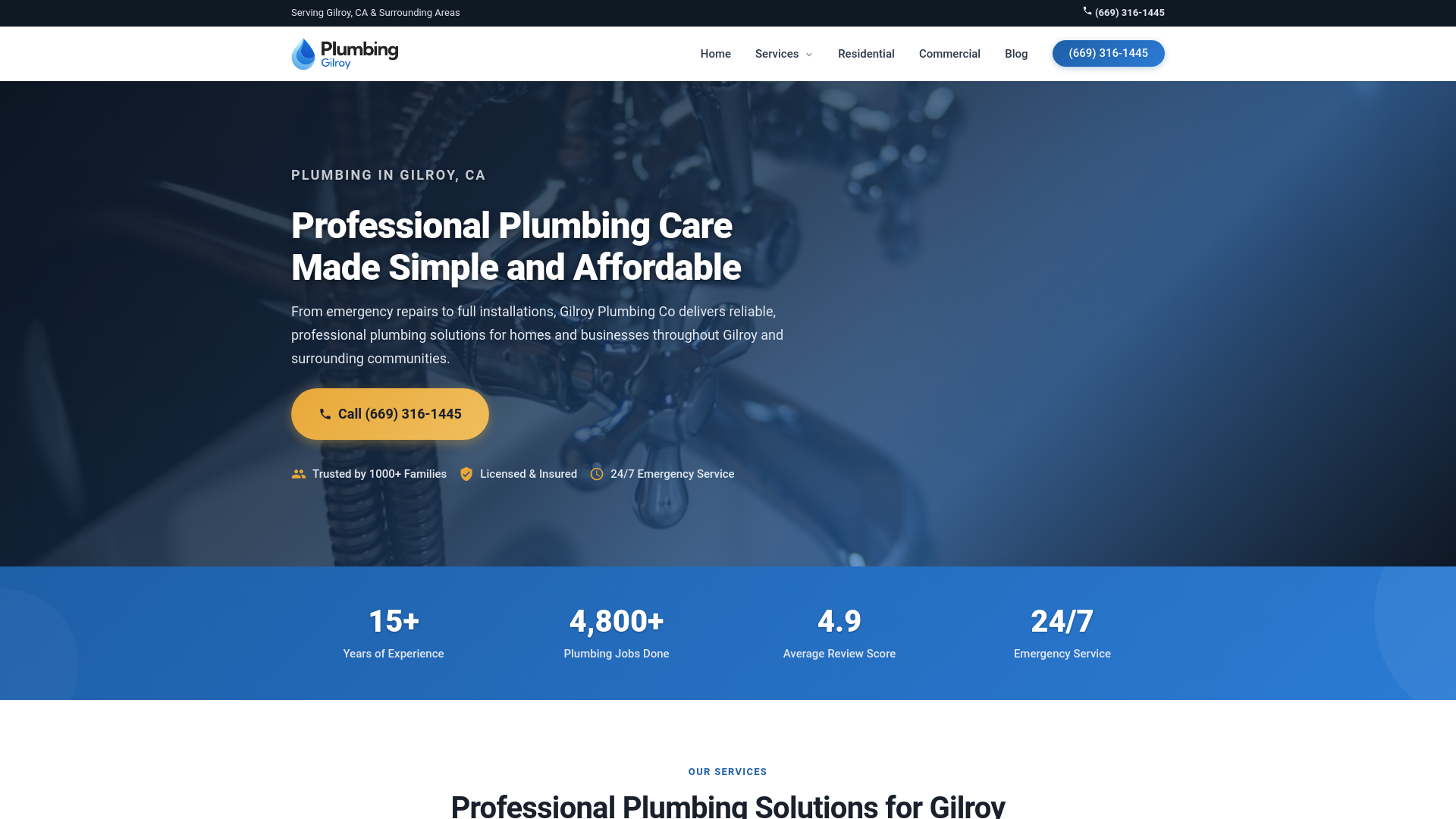 website screenshot of https://gilroyplumbingco.com/