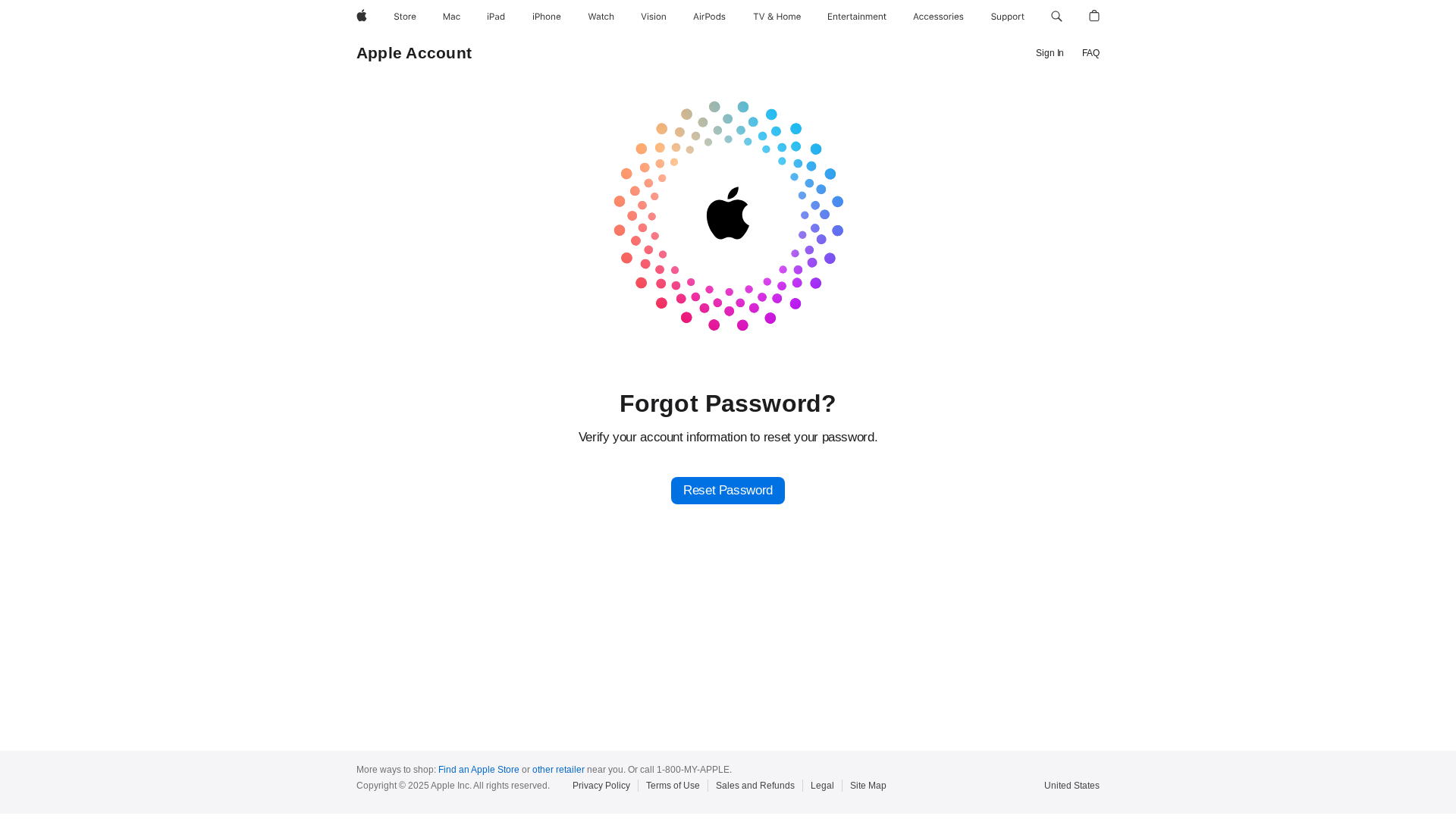 website screenshot of https://iforgot.apple.com/