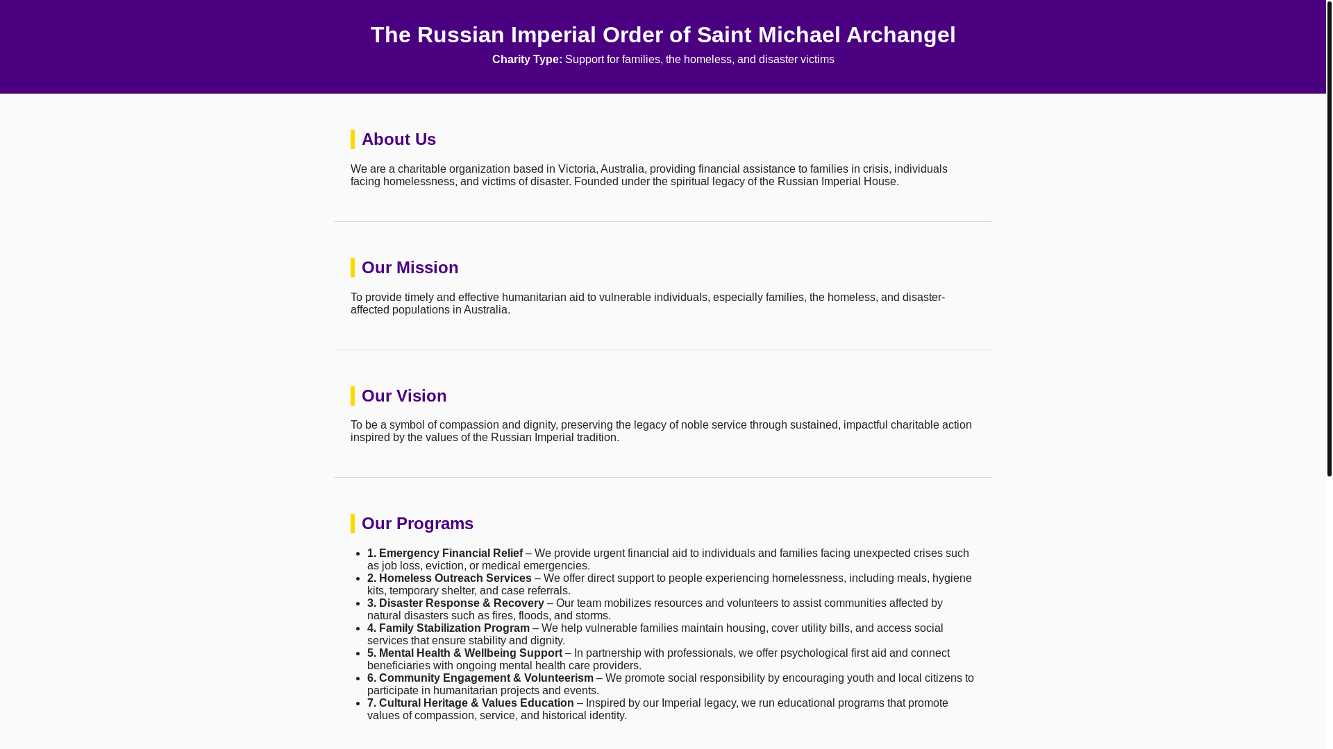 website screenshot of https://russianimperialorder.cloud/