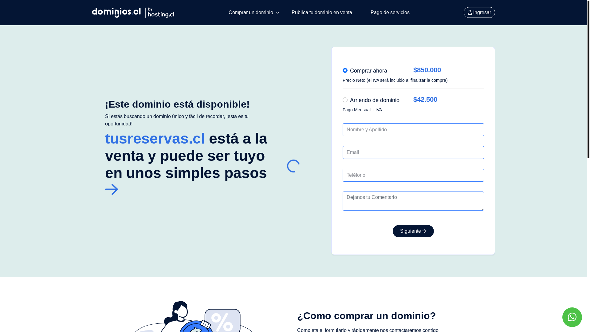 website screenshot of https://tusreservas.cl/