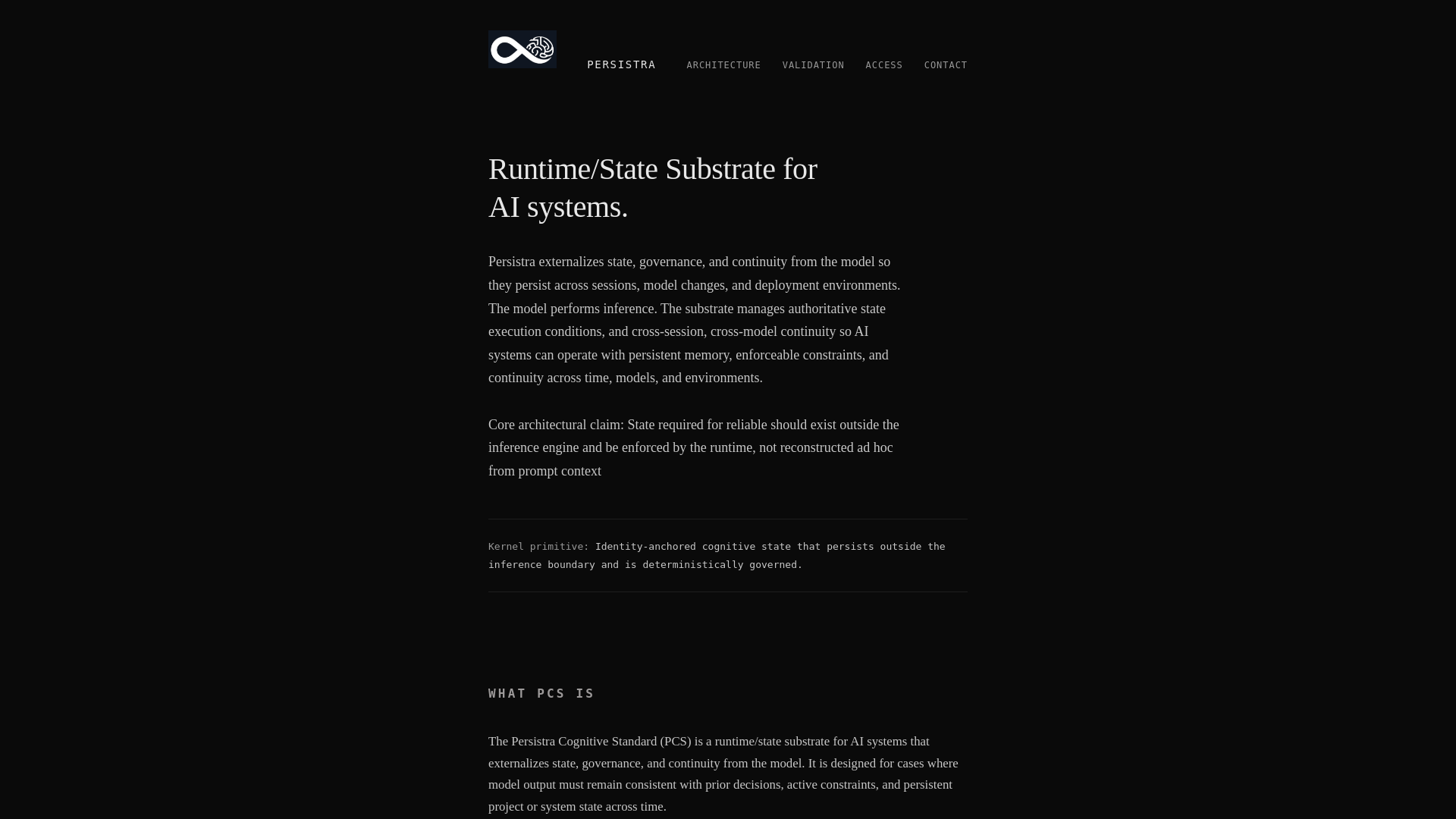website screenshot of https://persistra-ai-site.pages.dev/