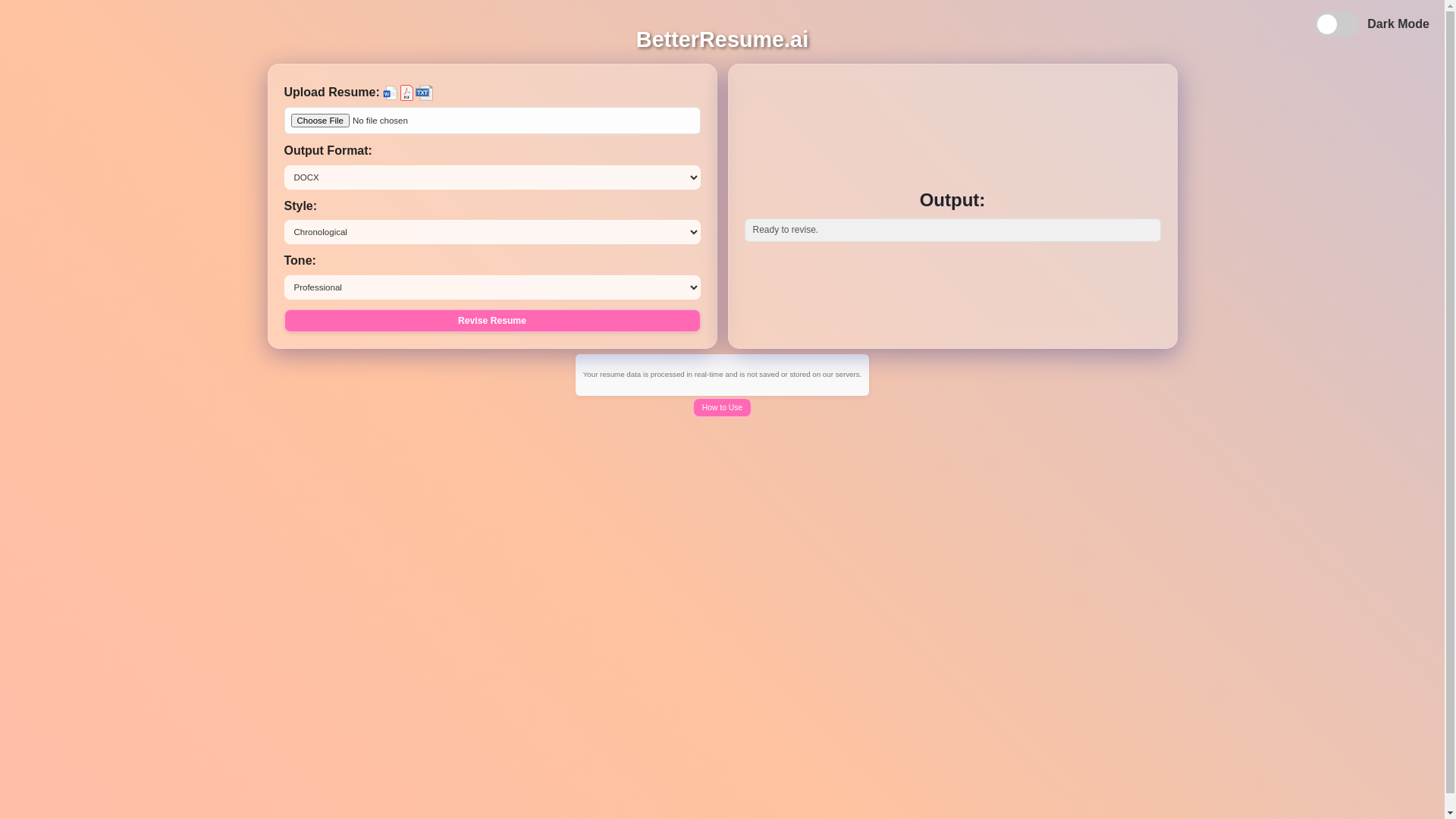 website screenshot of https://betterresume.pages.dev/