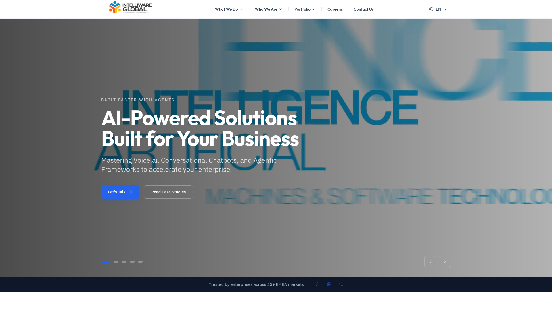 website screenshot of https://intelliwareglobal.com/