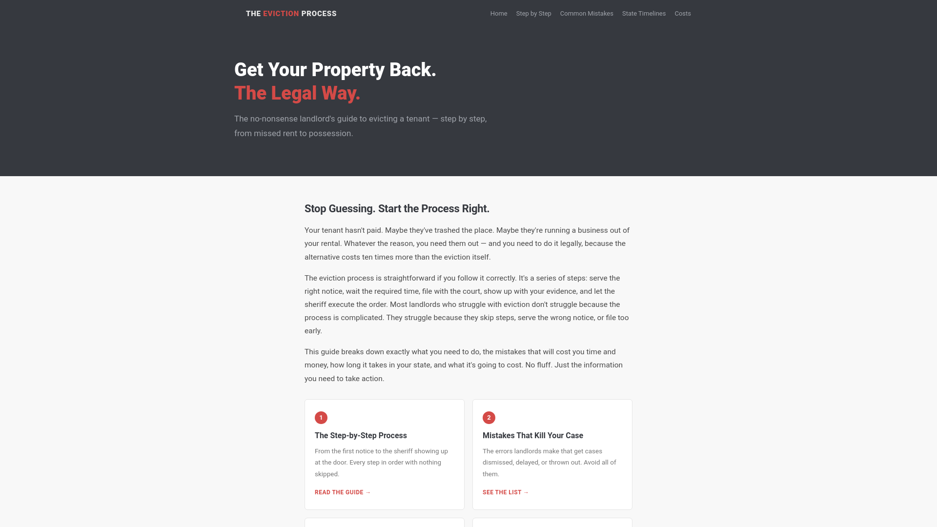 website screenshot of https://evictionprocess.pages.dev/