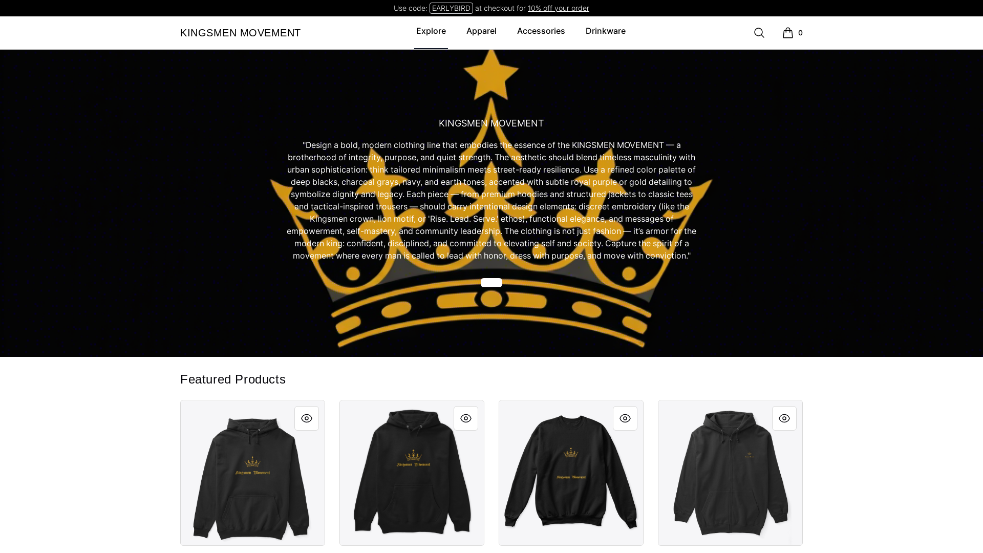 website screenshot of https://kingsmenmovement.com/