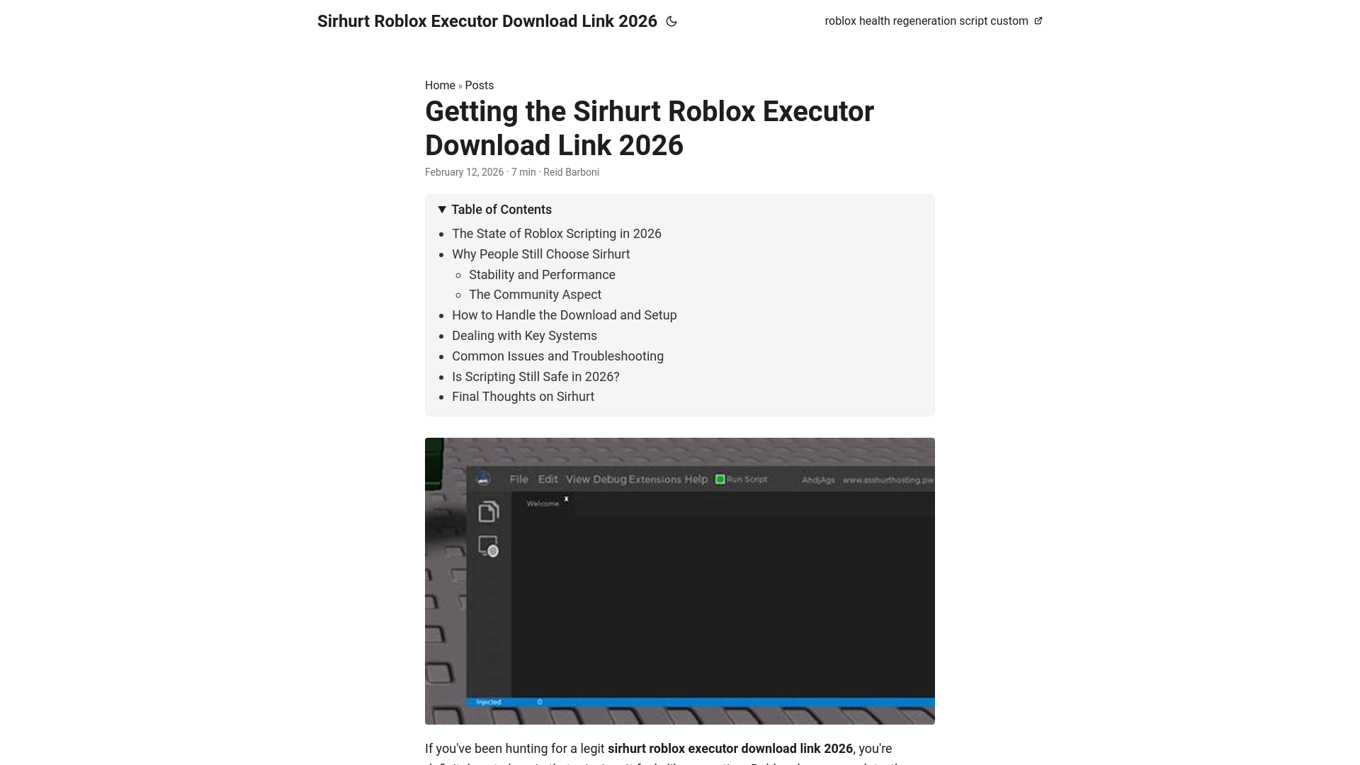website screenshot of https://sirhurt-roblox-executor-download-link-2026.pages.dev/