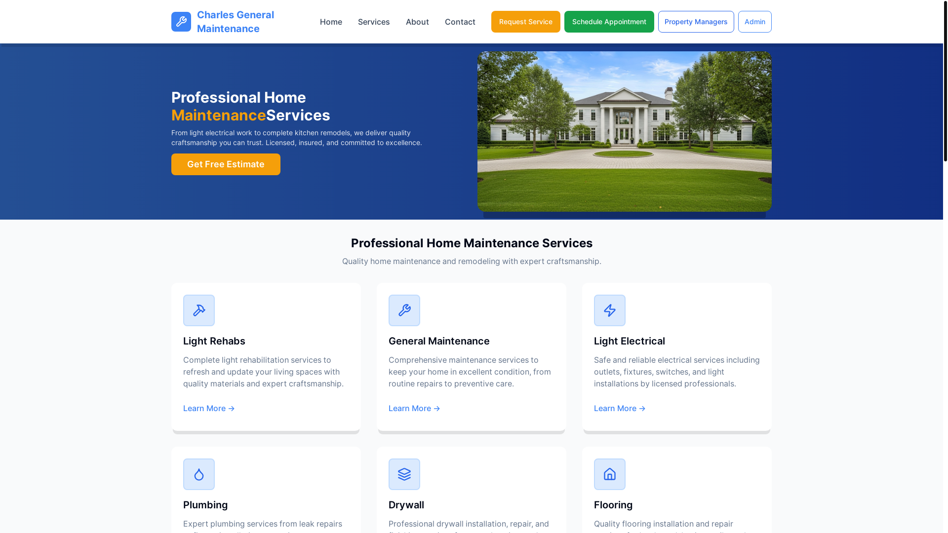 website screenshot of https://charlesgeneralmaintenance.com/