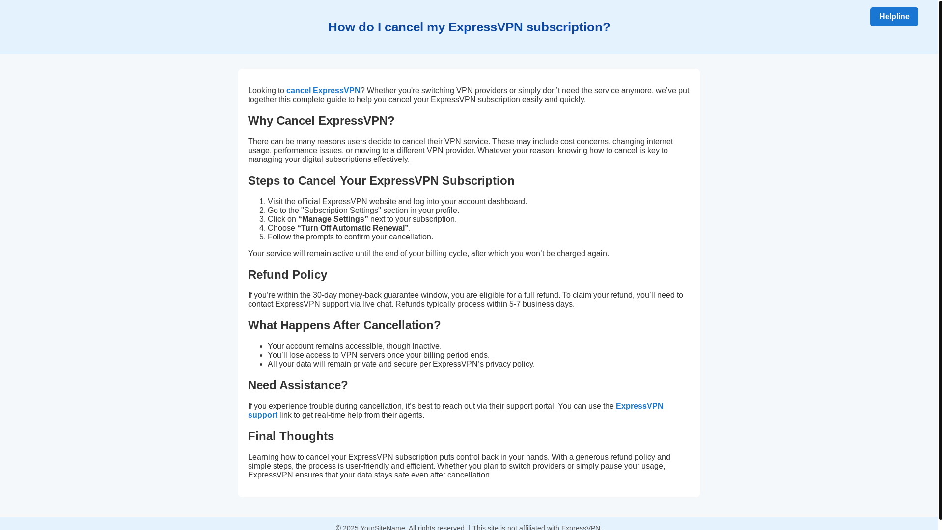 website screenshot of https://expressvpn-cancel-subscription.pages.dev/