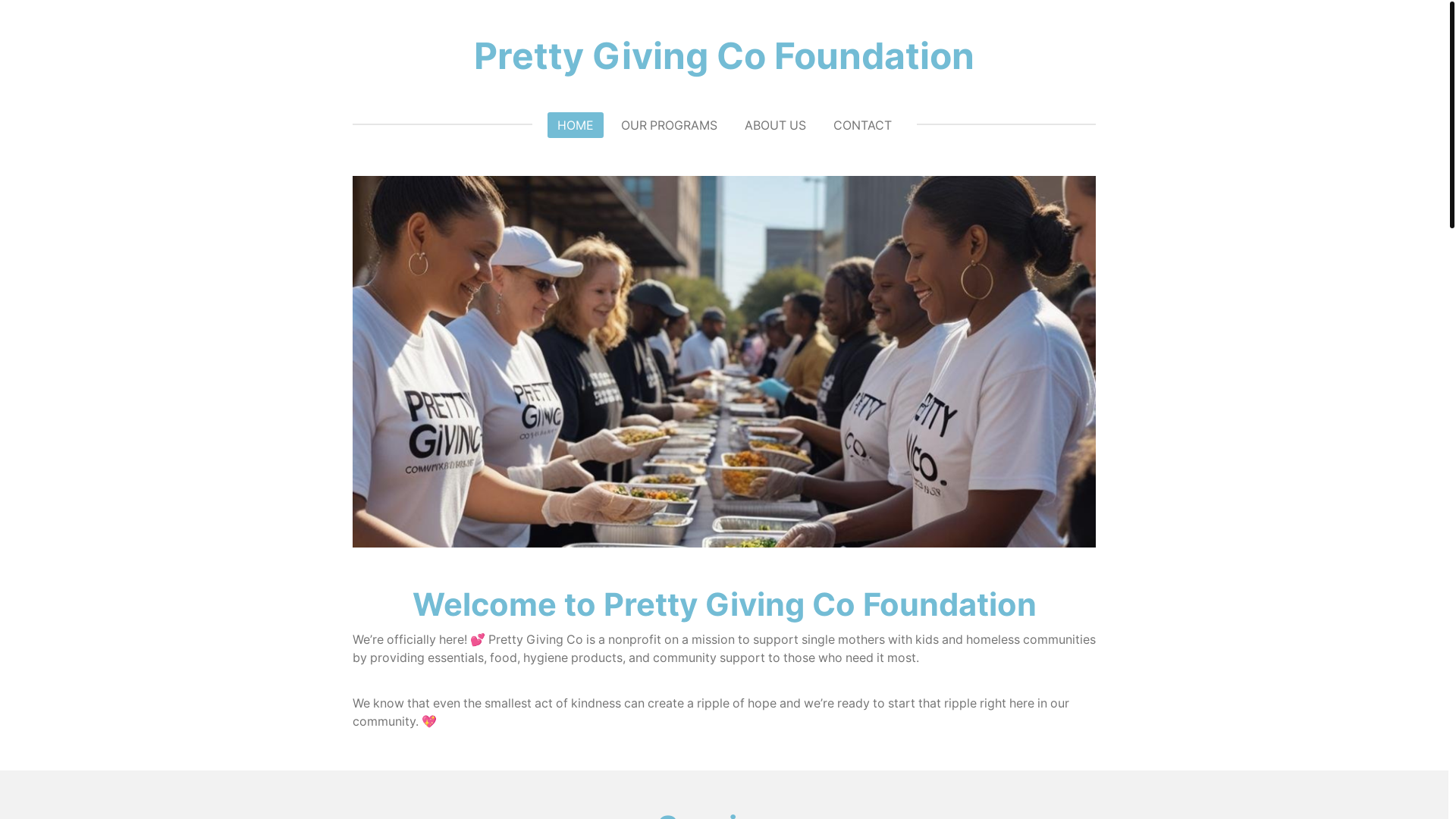 website screenshot of https://prettygivingfoundation.org/