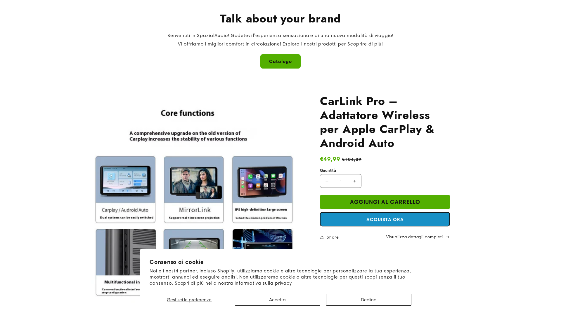 website screenshot of https://spazialaudioshop.cloud/