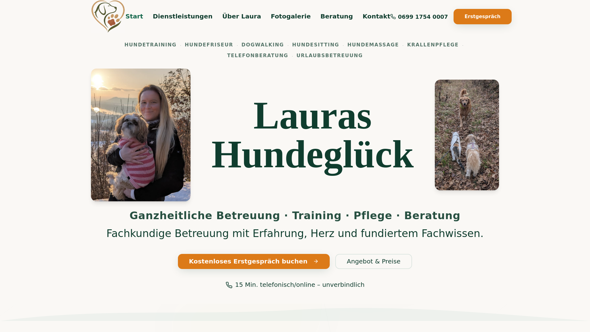 website screenshot of https://lauras-hundeglueck.com/
