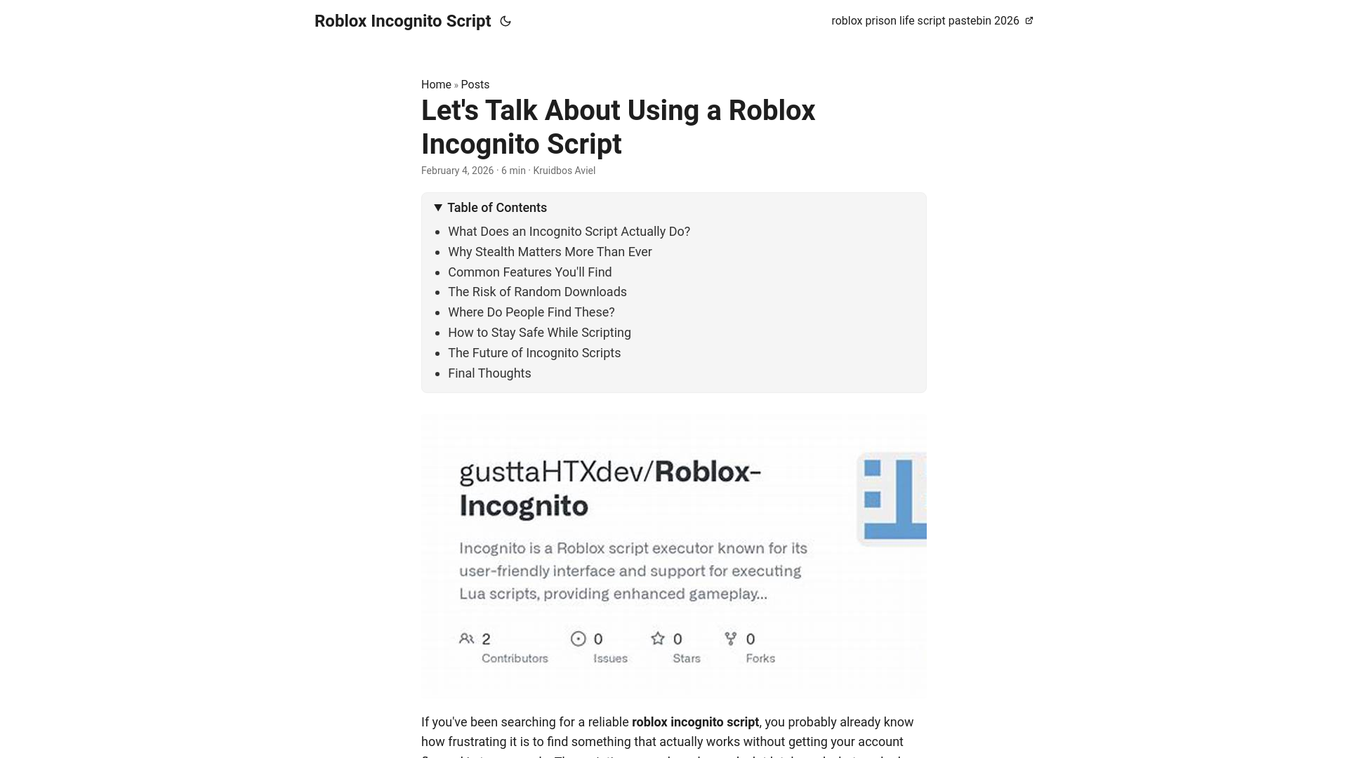 website screenshot of https://roblox-incognito-script.pages.dev/