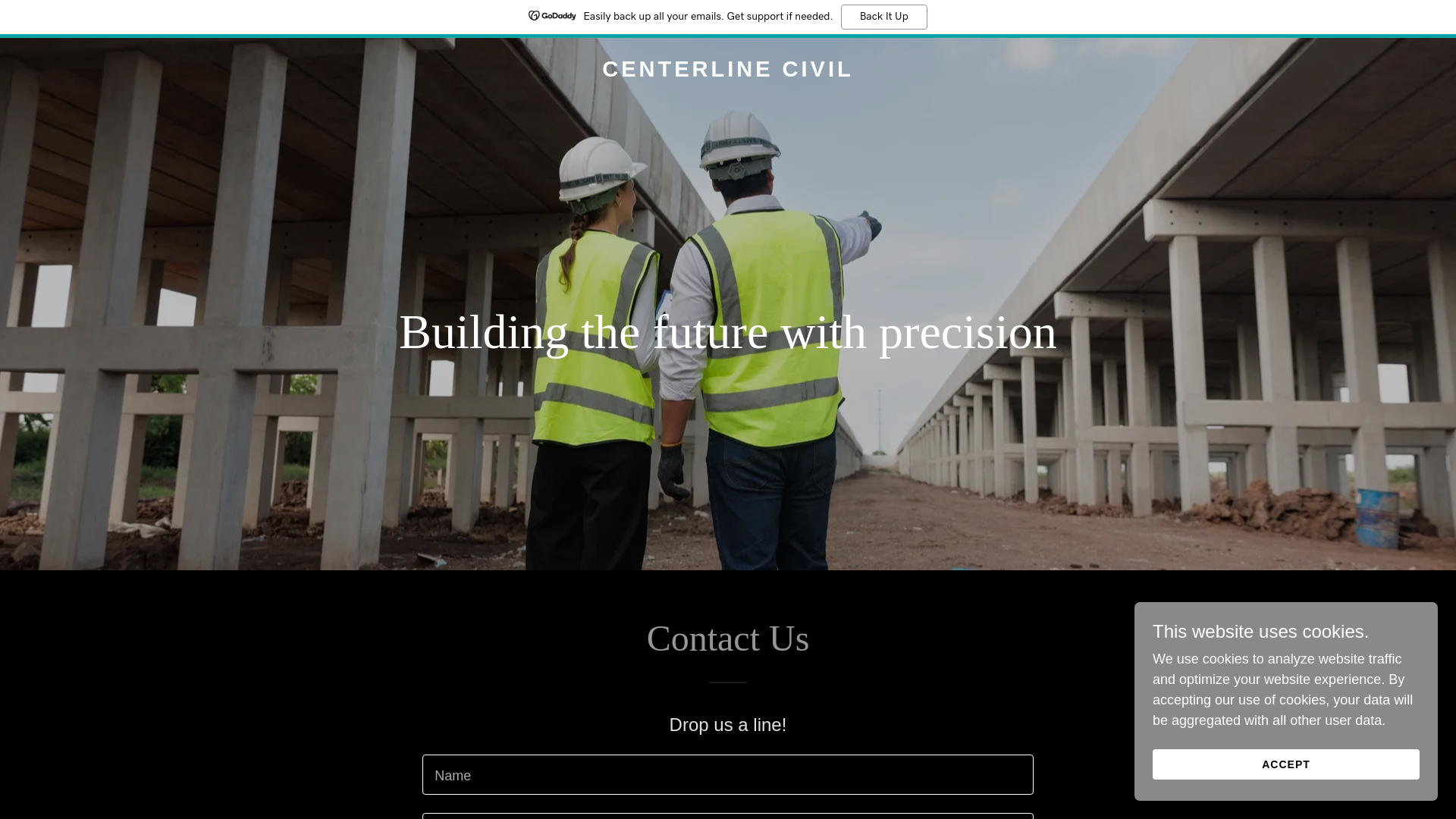 website screenshot of https://centerlinecivil.com/