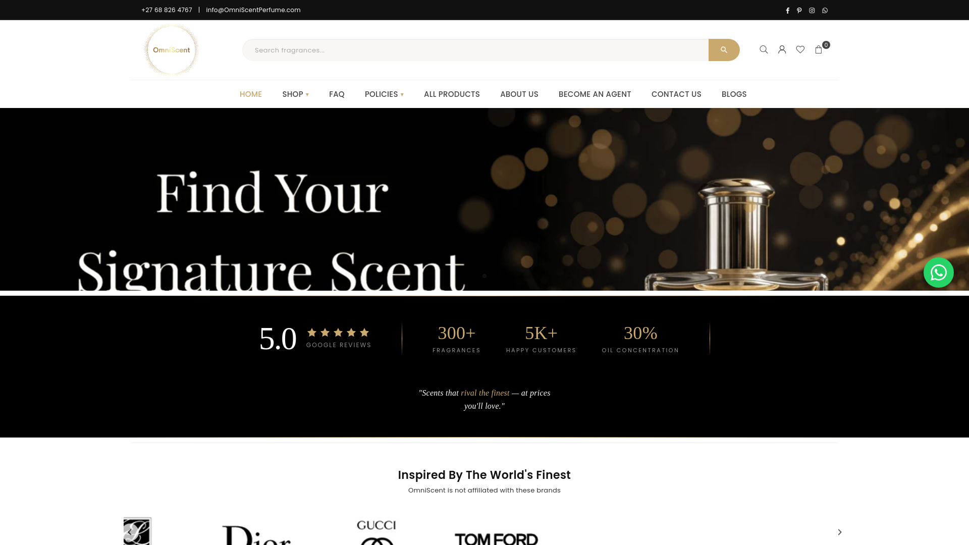 website screenshot of https://omniscentperfume.com