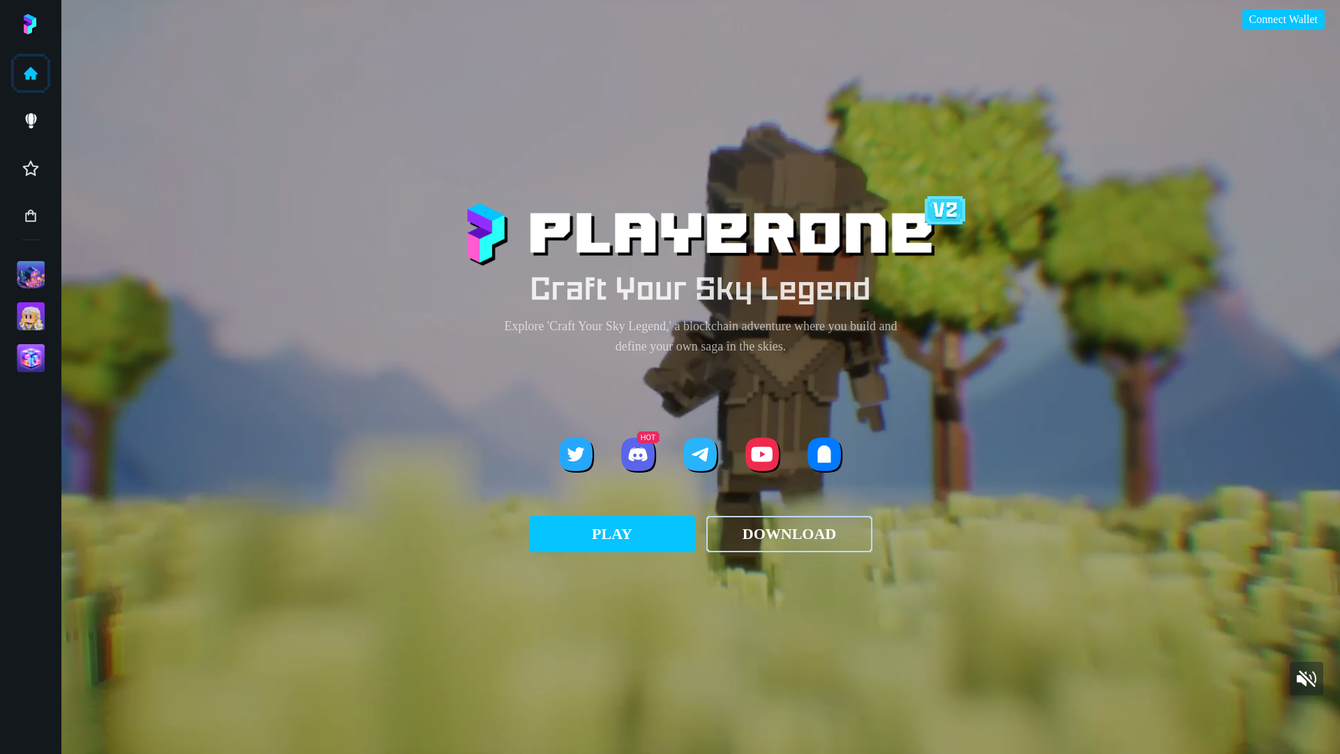 website screenshot of https://www.playerone.world/