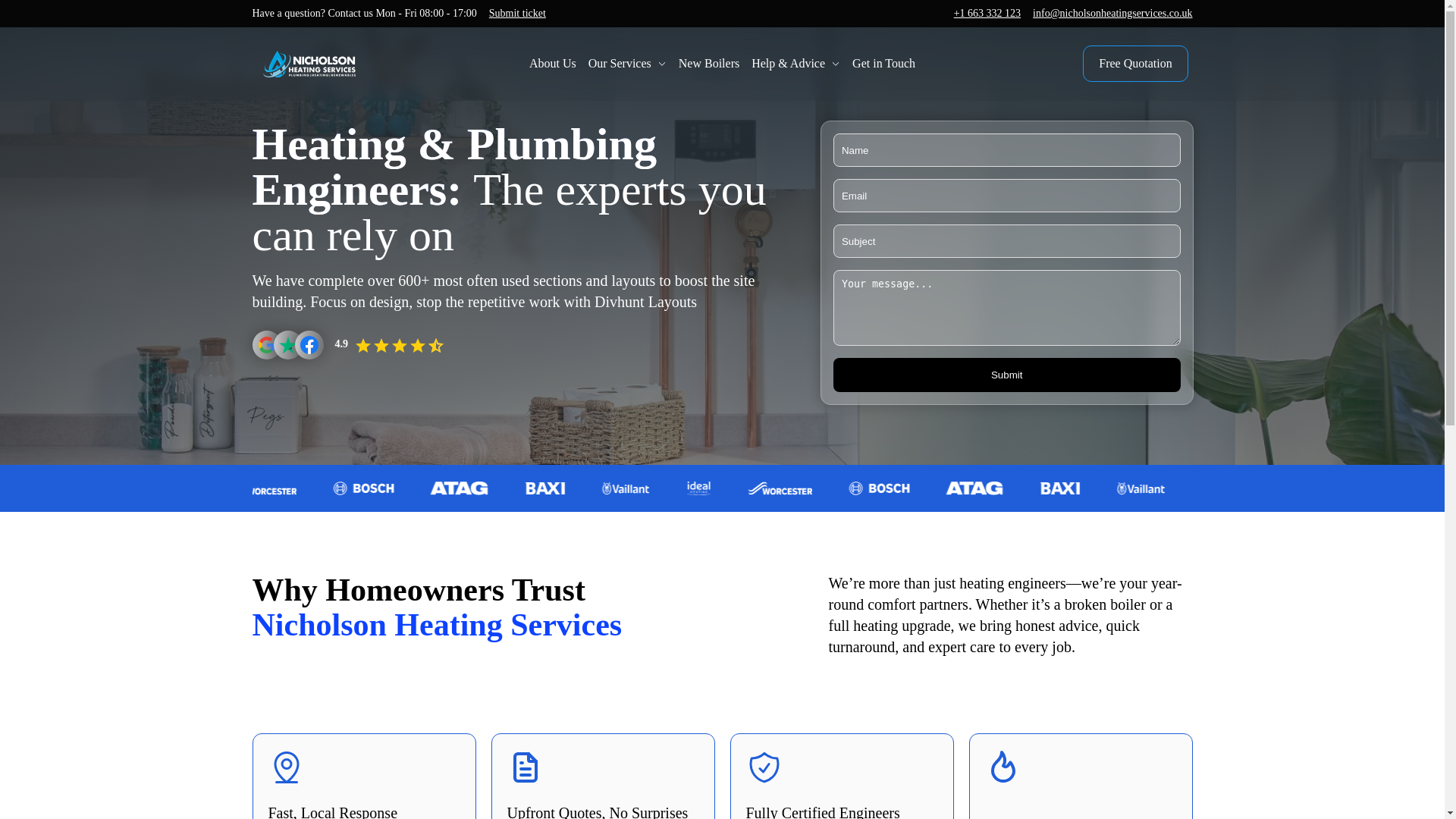 website screenshot of https://nicholsonheating.co.uk/