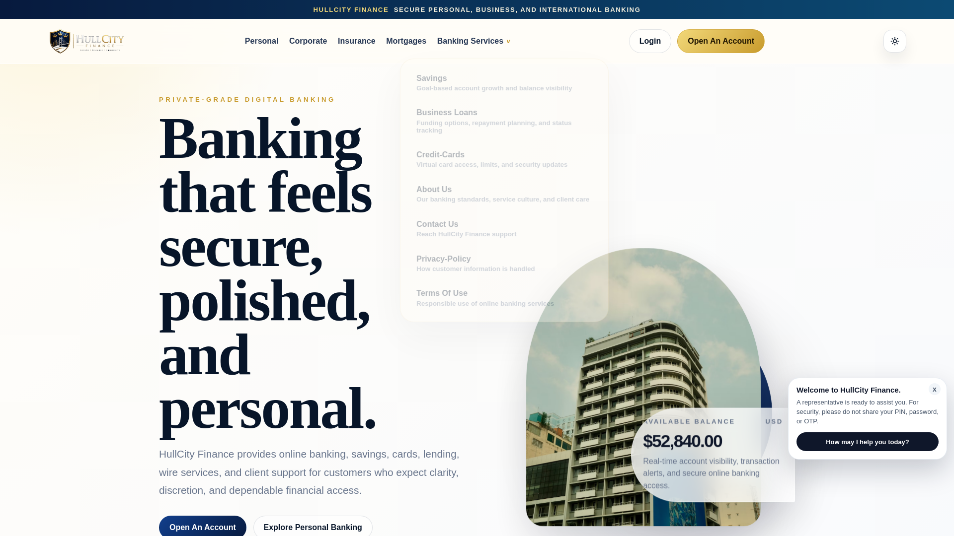 website screenshot of https://hullcityfinance.com/