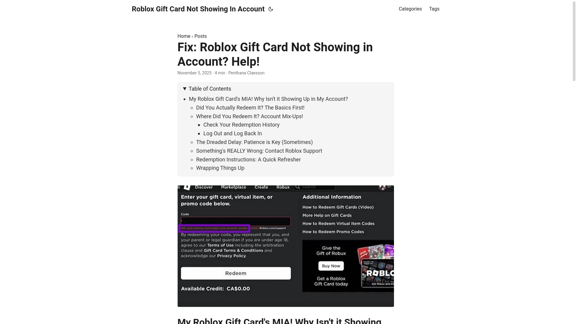 website screenshot of https://roblox-gift-card-not-showing-in-account.pages.dev/