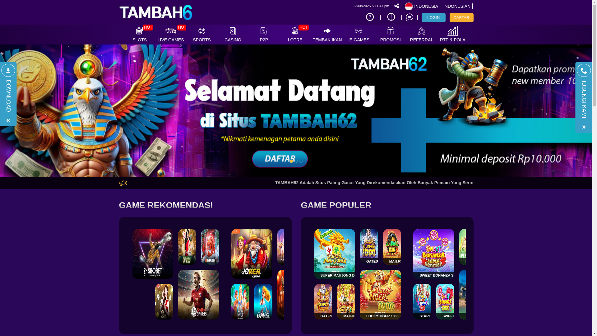 website screenshot of https://tambahenamdua.com/