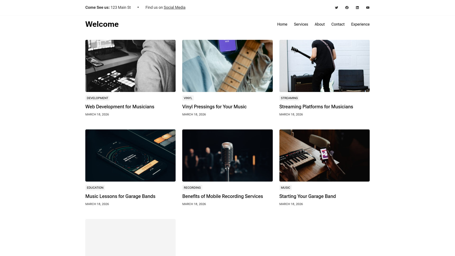 website screenshot of https://mobilegarageband.com/