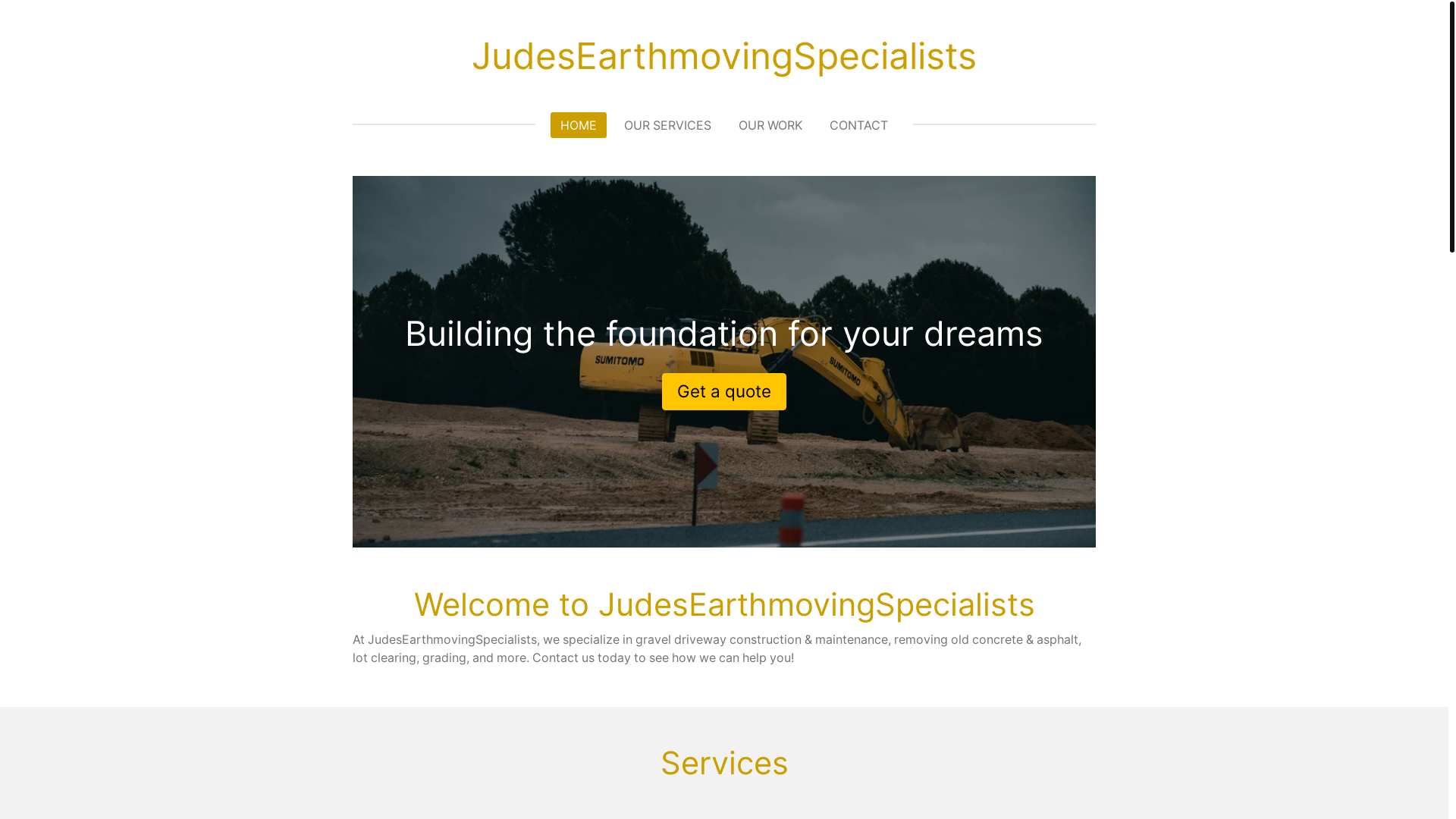 website screenshot of https://judesearthmovingspecialists.com/