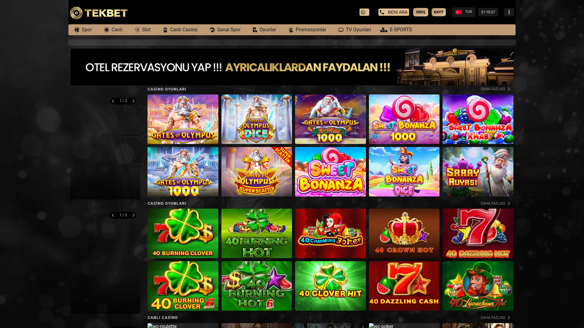 website screenshot of https://tekbet232.com/