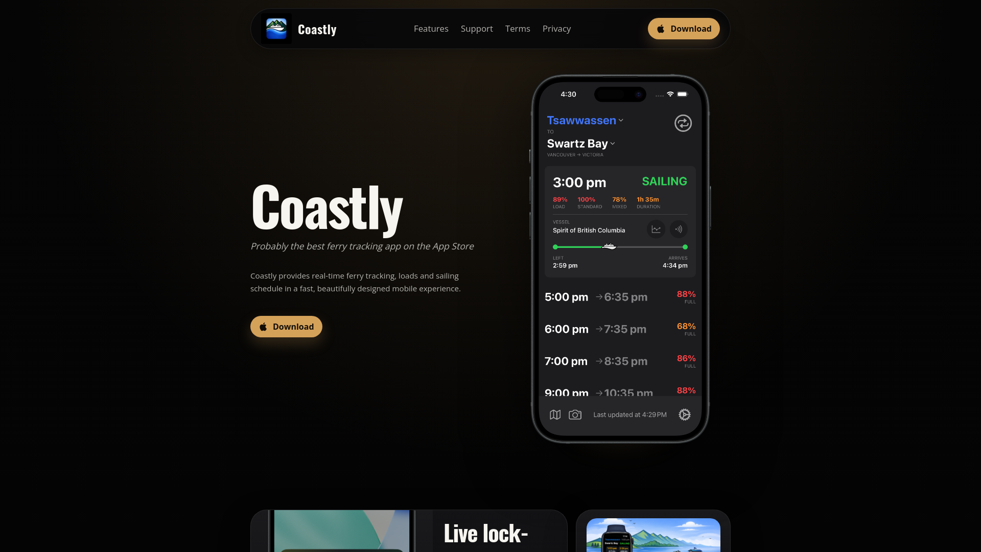 website screenshot of https://coastly.app