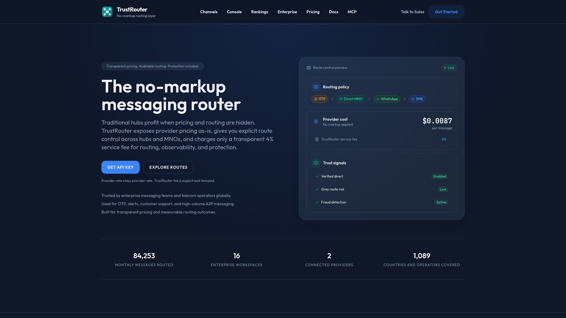 website screenshot of https://trustrouter-site.pages.dev/