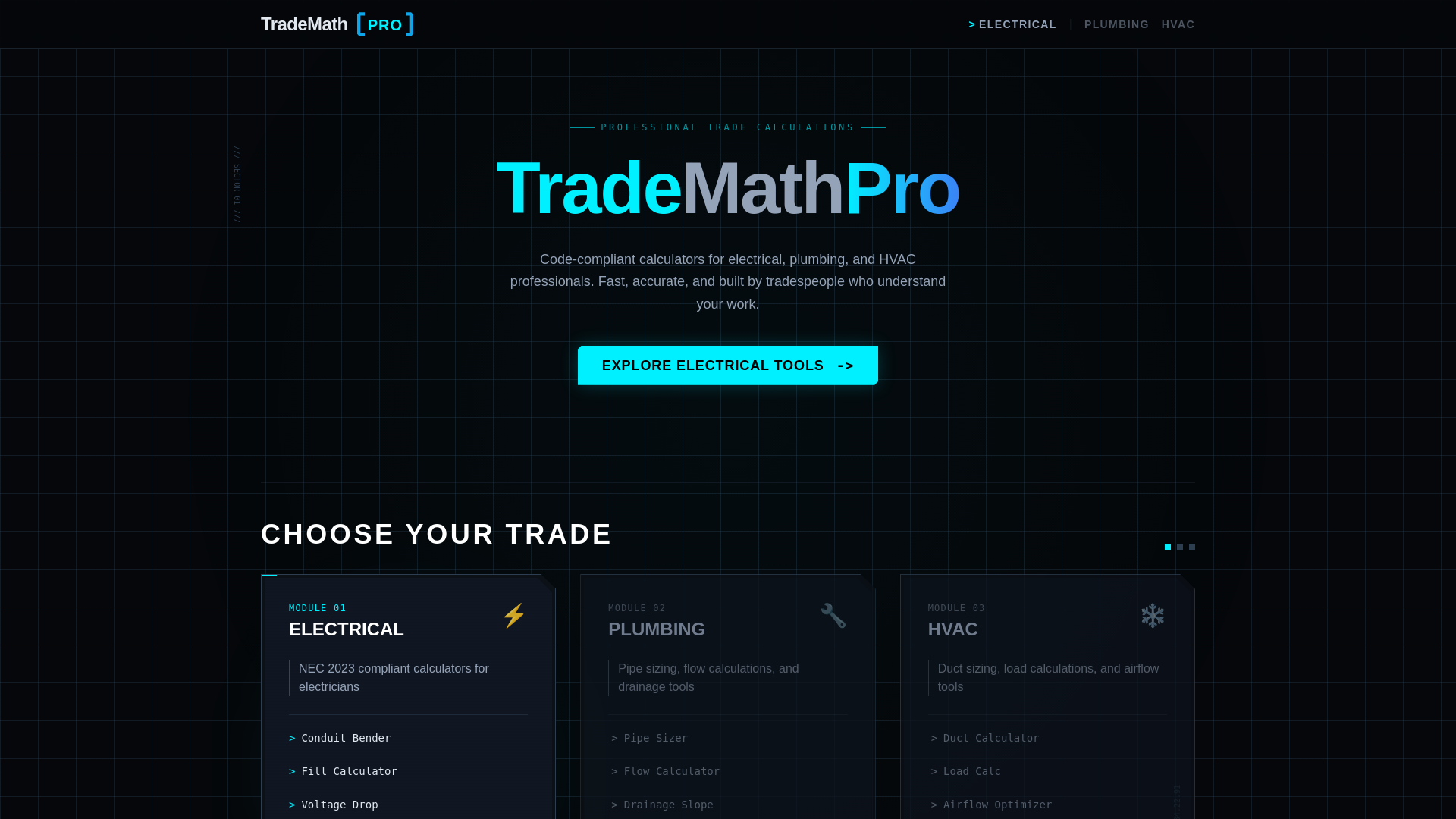 website screenshot of https://trademathpro.com/