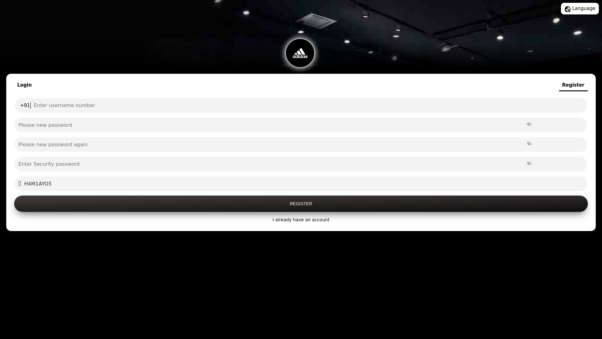 website screenshot of https://adidxzsazuiiww2029.live/home/register?invite=H4M1AYO5