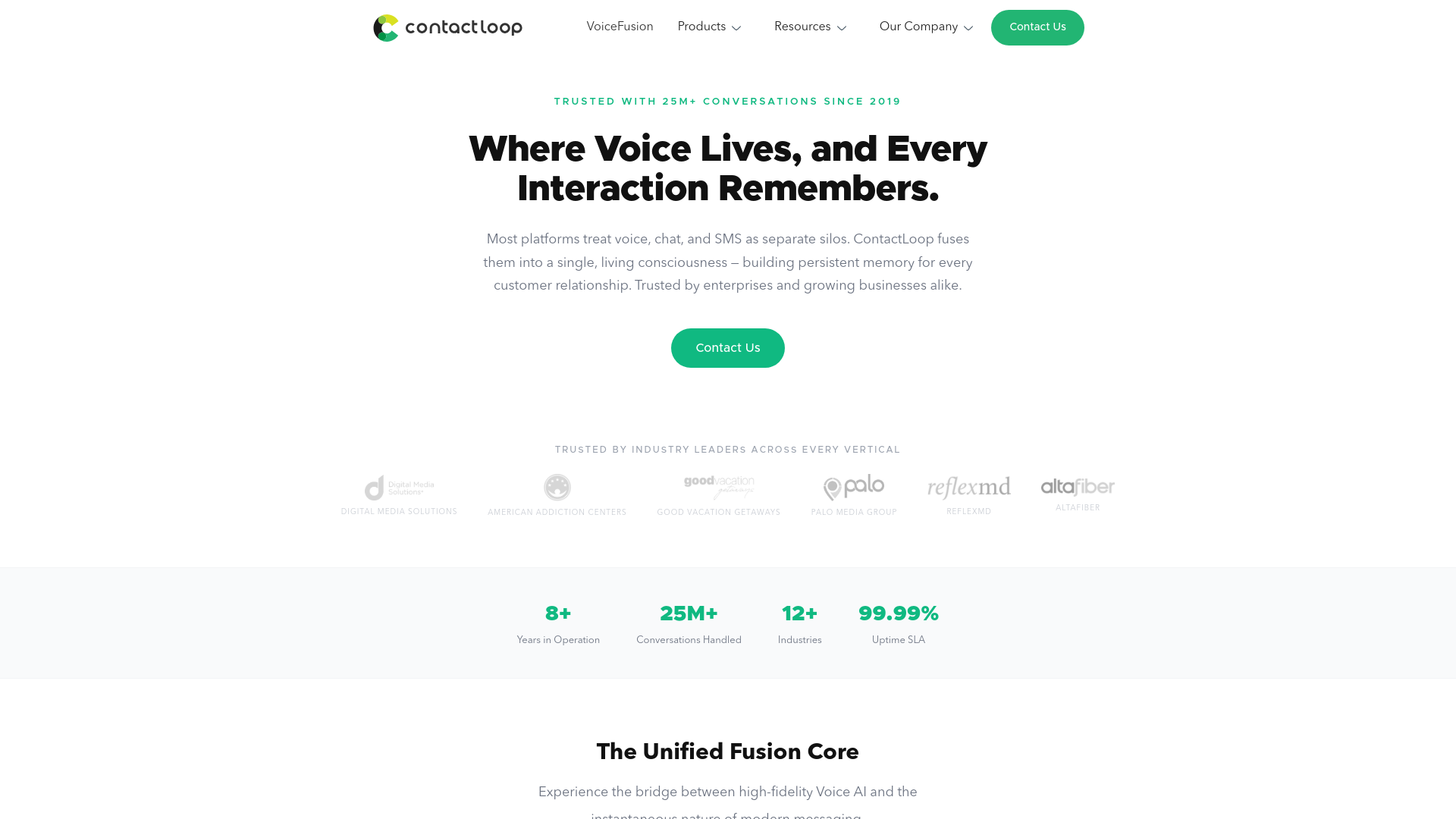 website screenshot of https://contactloopreports.com/