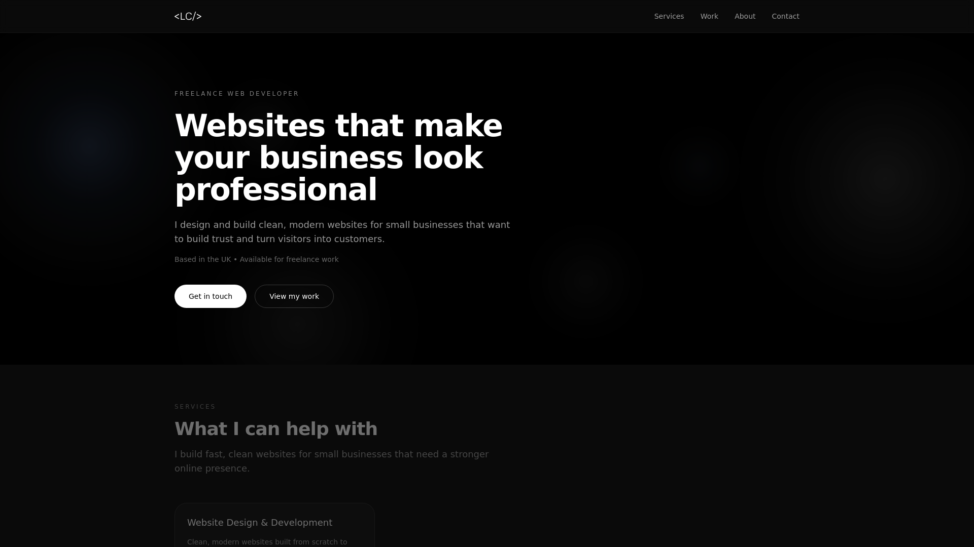 website screenshot of https://louiecrook.co.uk/