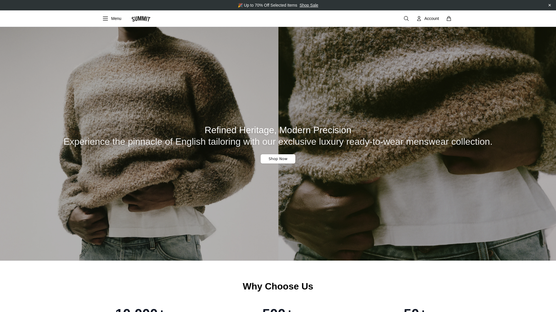 website screenshot of https://summitfashions.shop/