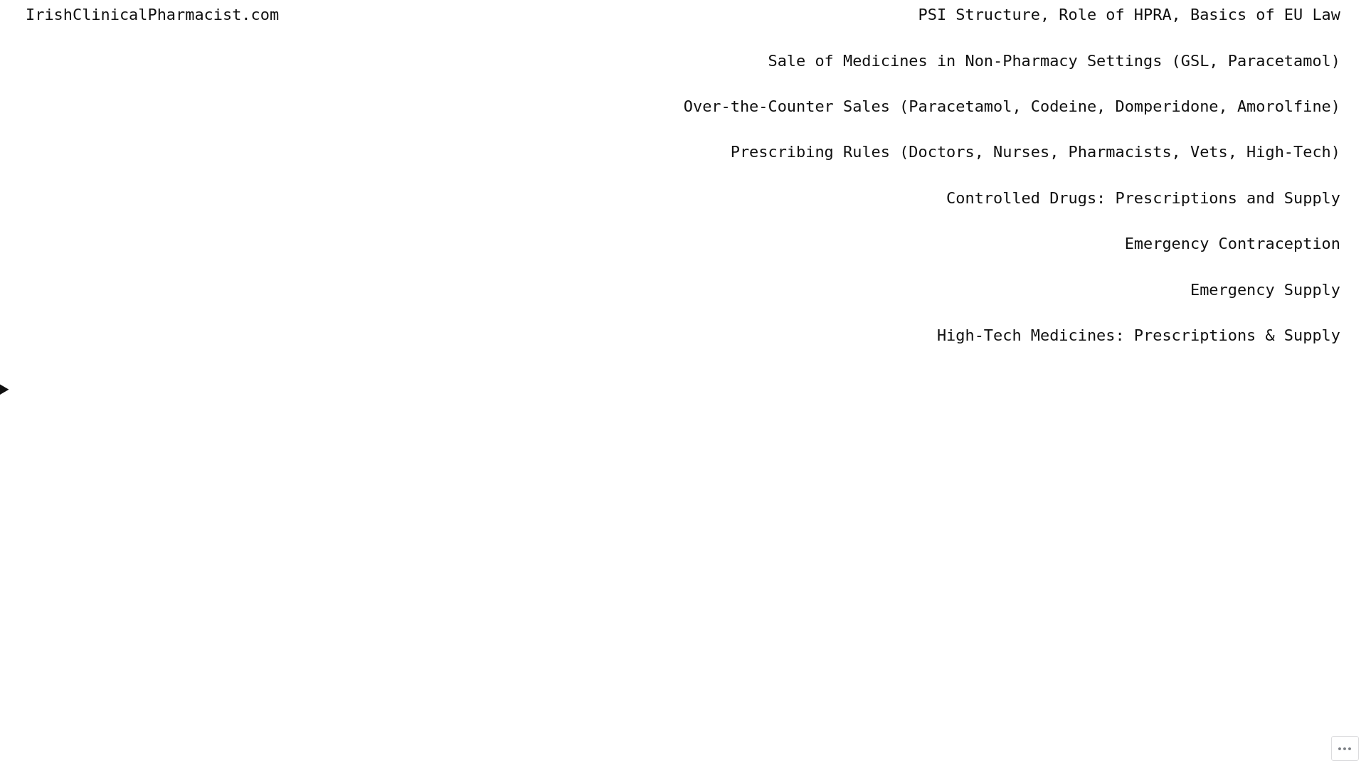 website screenshot of https://irishclinicalpharmacist.com/