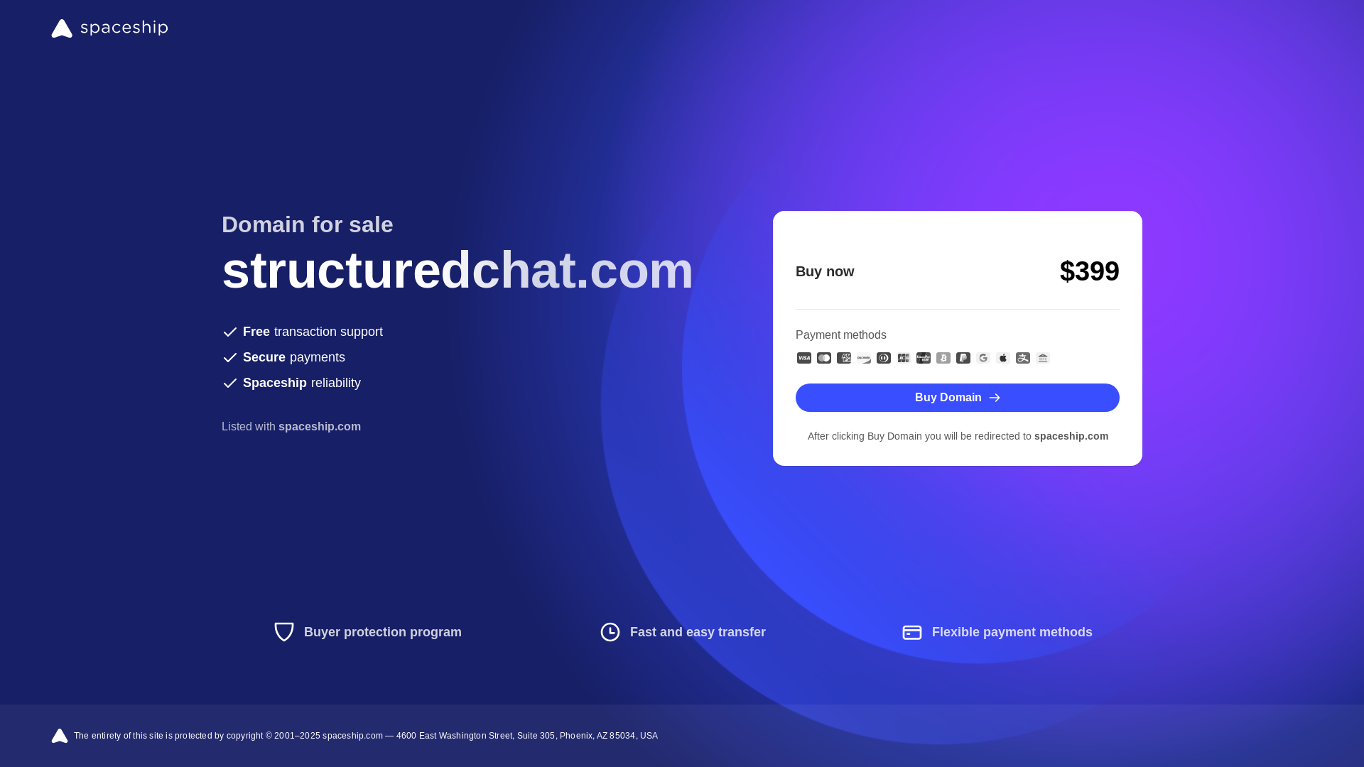 website screenshot of https://structuredchat.com/