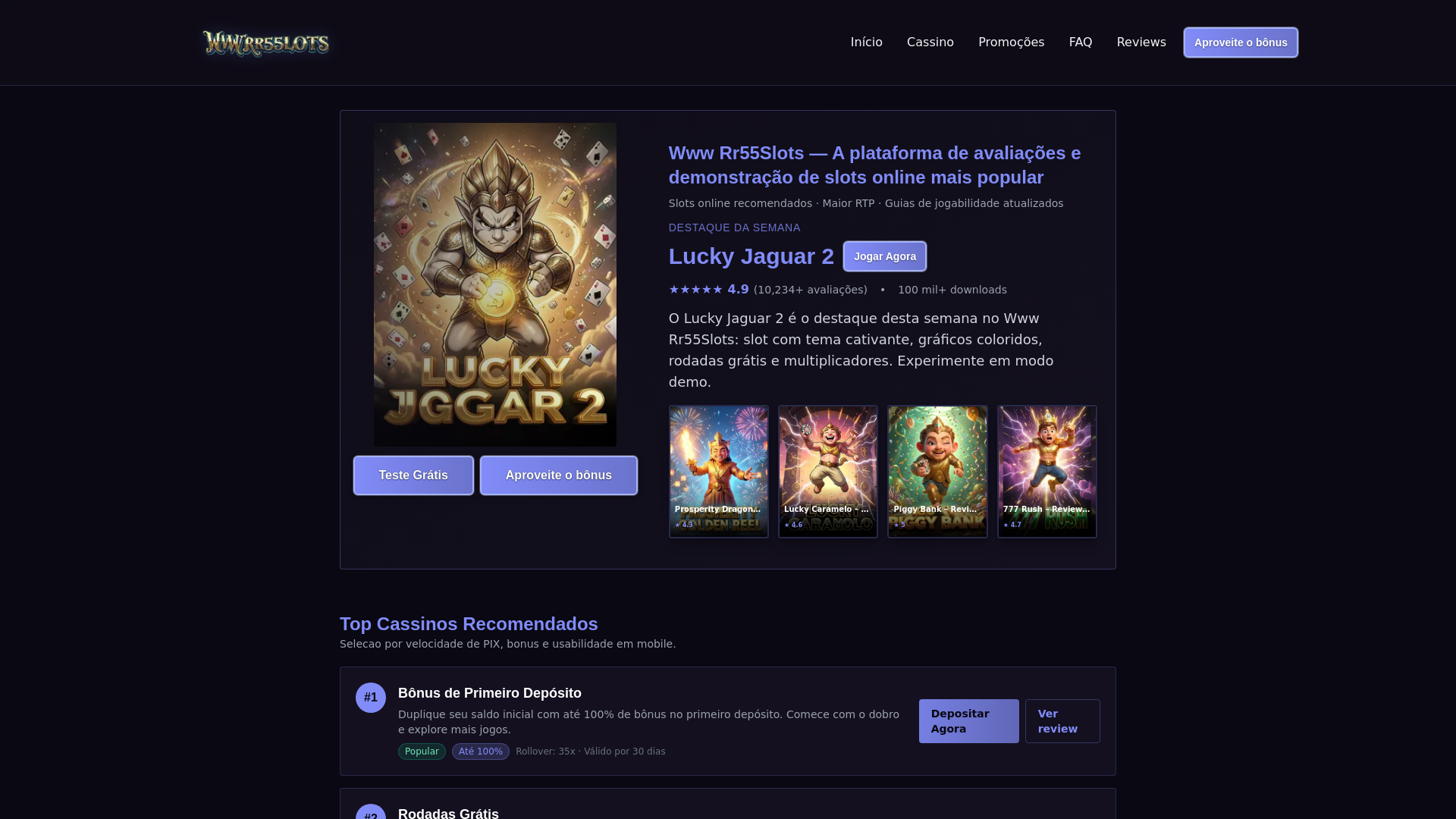 website screenshot of https://www-rr55slots.co