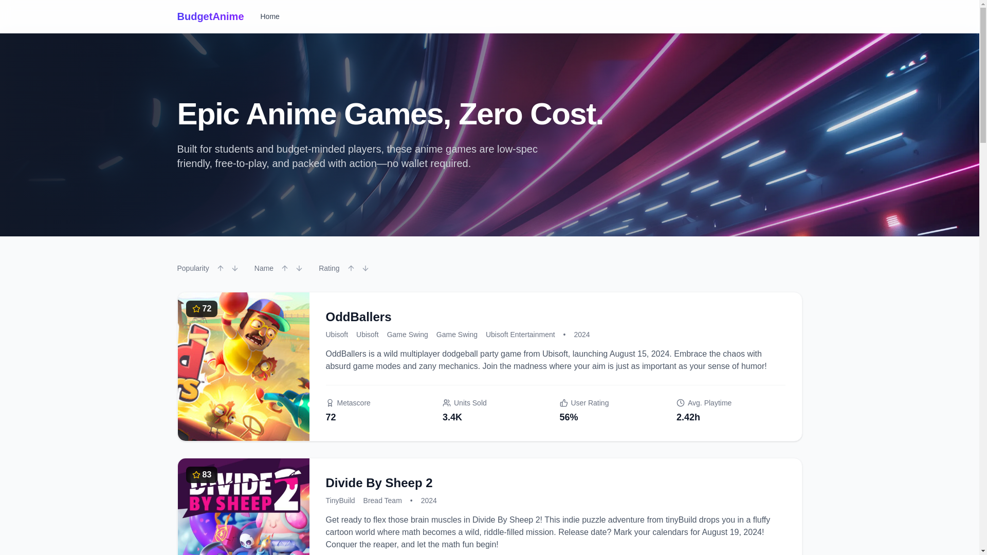 website screenshot of https://anime-budget-gaming.pages.dev/