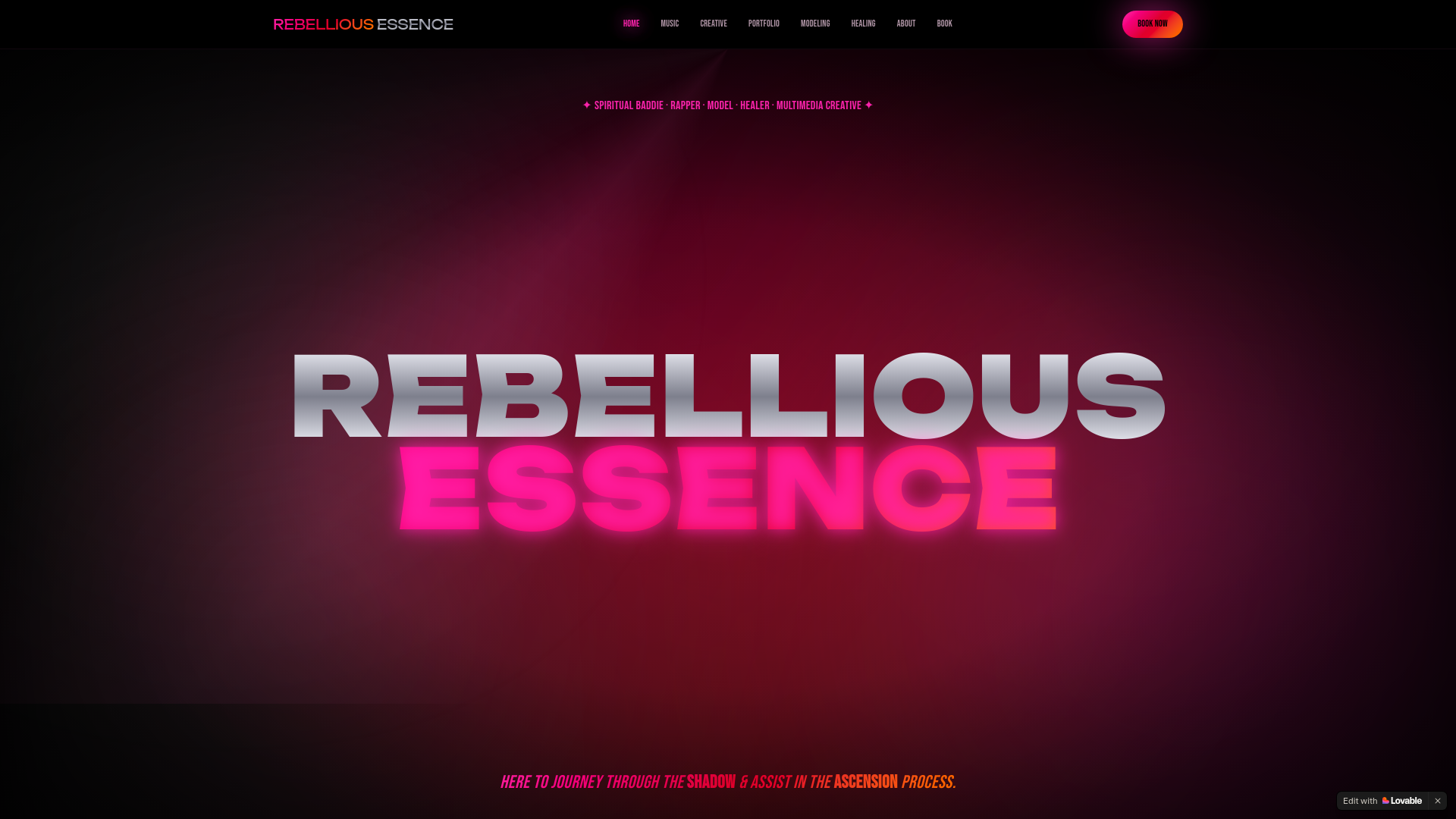 website screenshot of https://rebelliousbaddie.com/