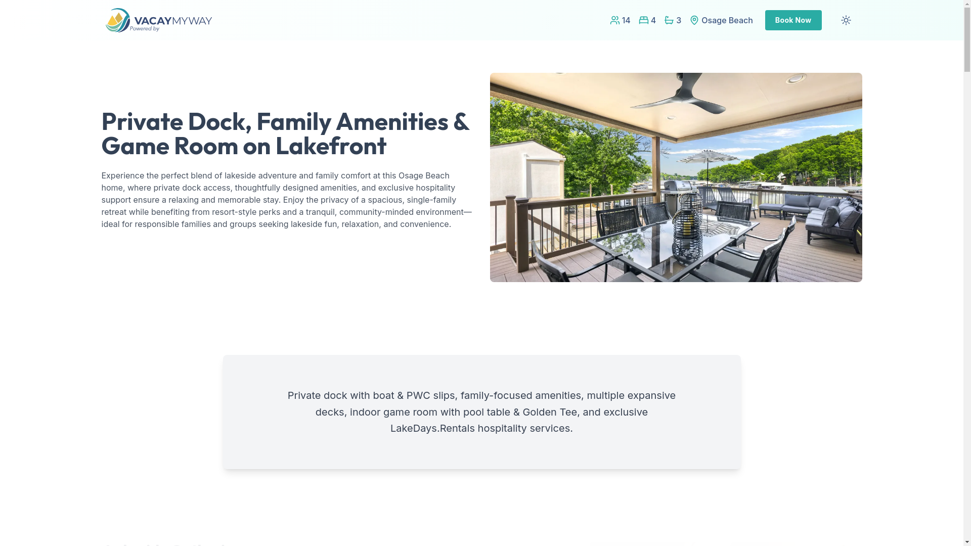 website screenshot of https://soothinglakeside.rentals/