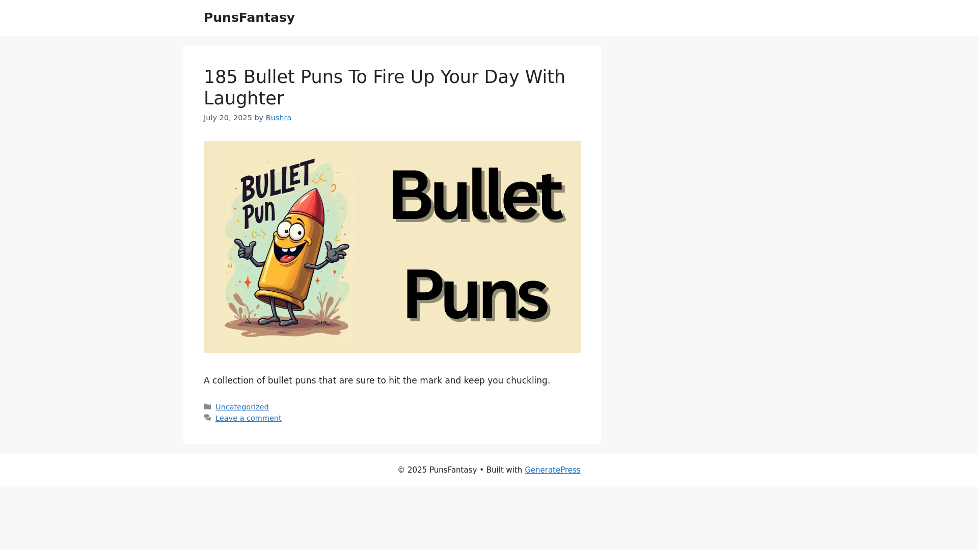 website screenshot of https://punsfantasy.com/
