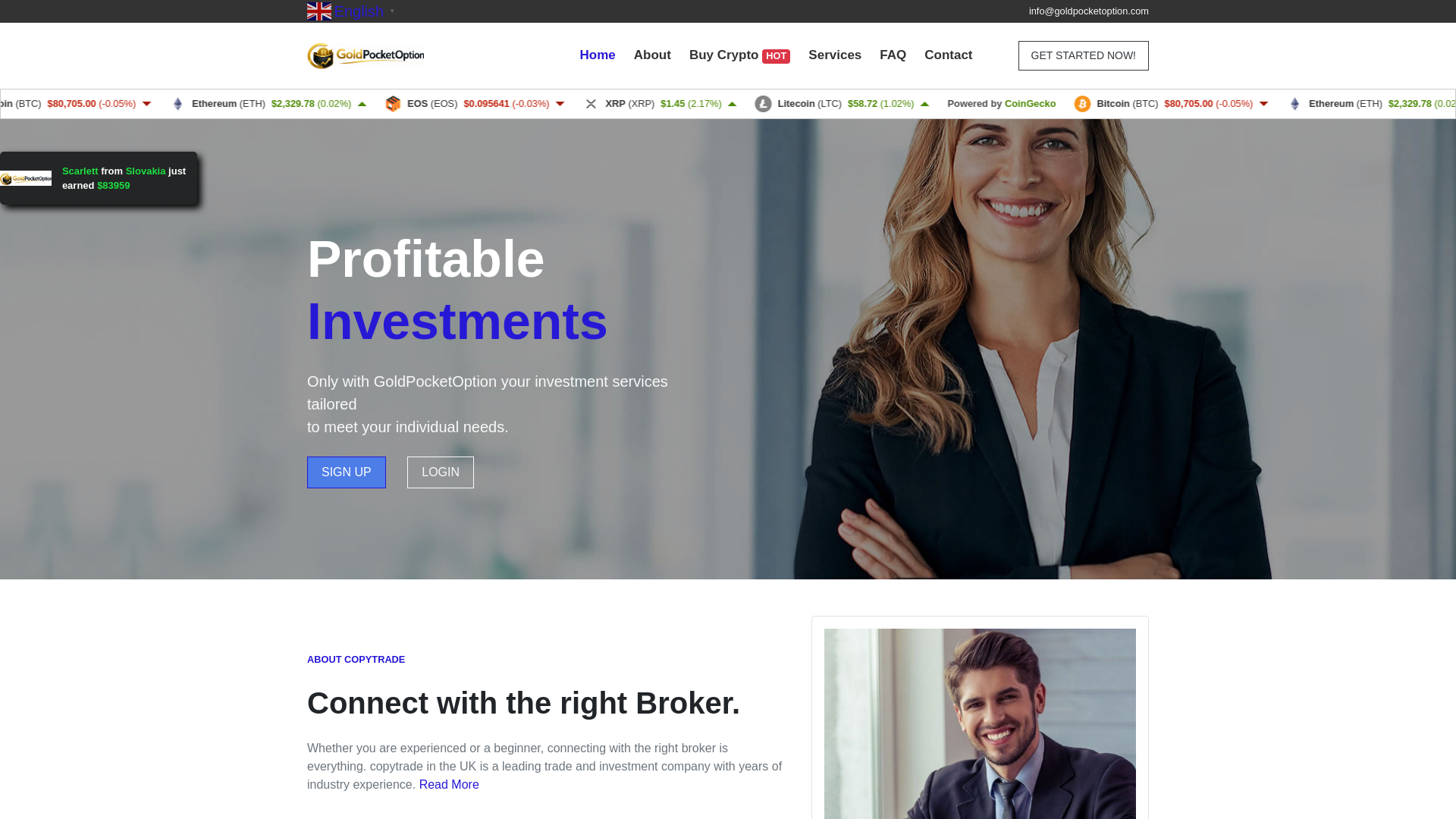 website screenshot of http://www.goldpocketoption.com.enexpresscourier.com/
