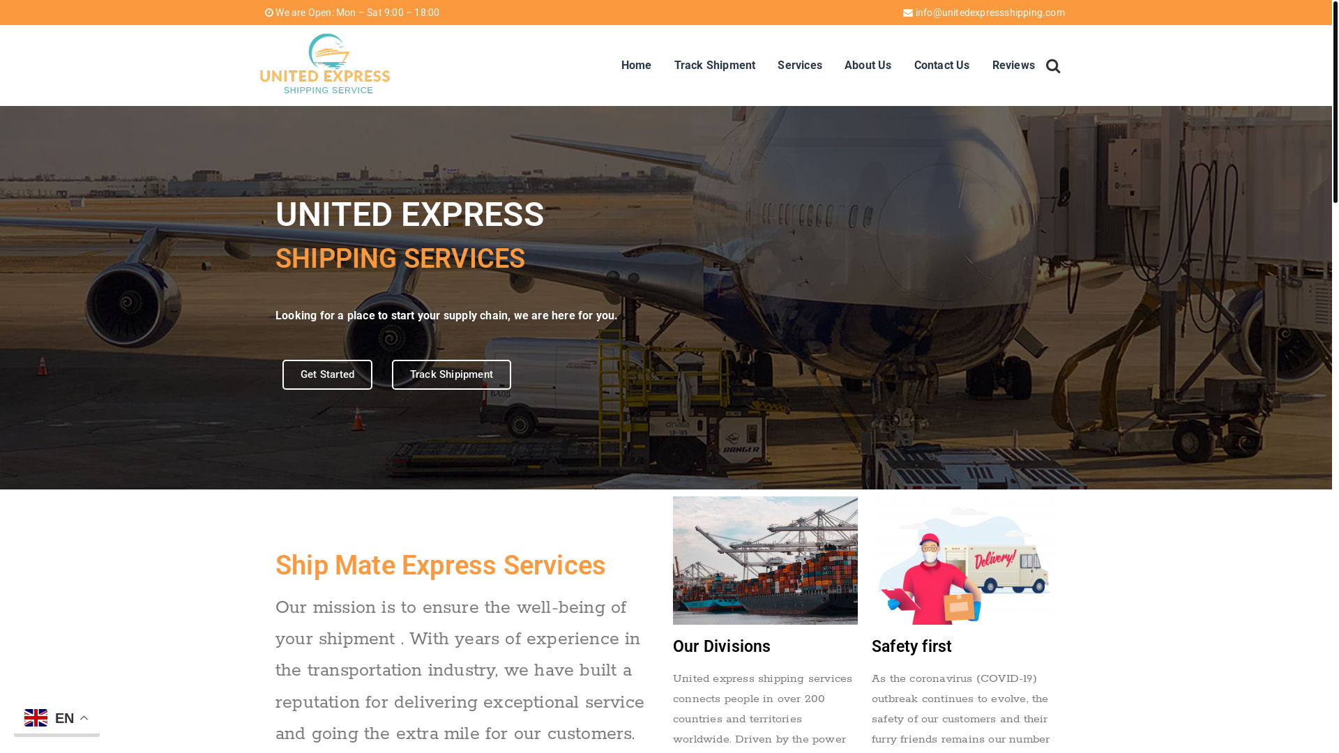 website screenshot of https://shipmateexpress.delivery/