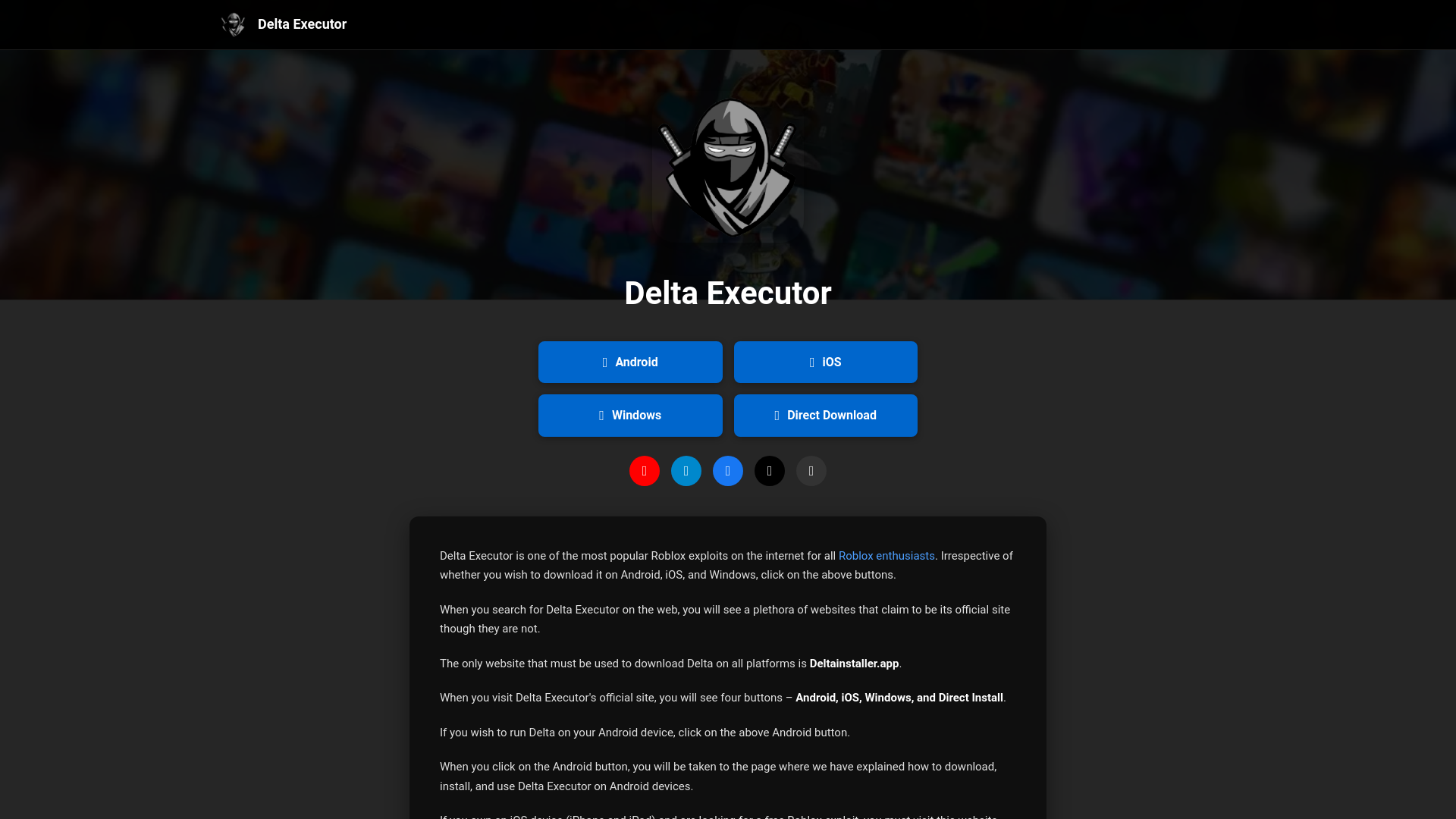 website screenshot of https://deltainstaller.app/